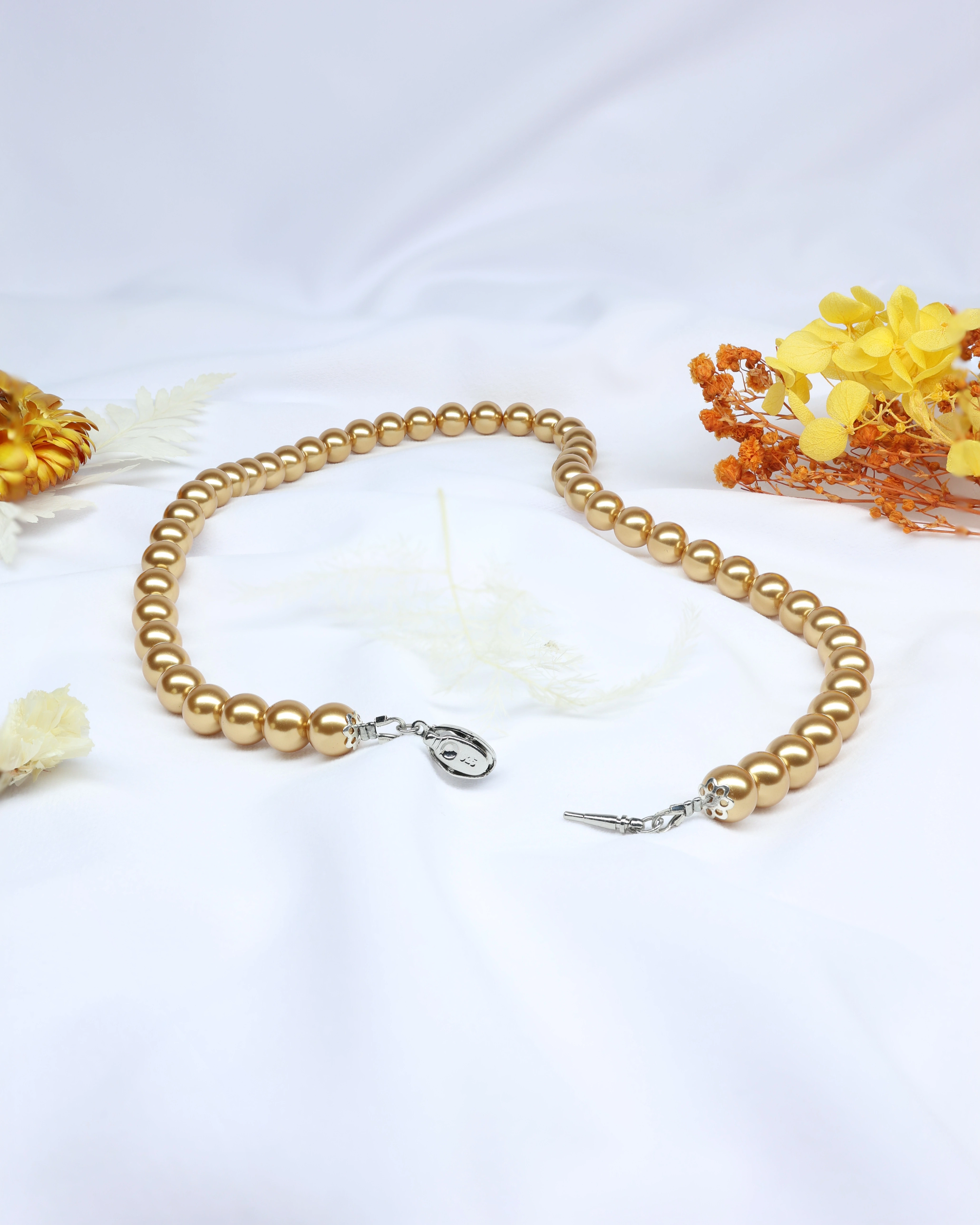 Elegant European Bright Gold Pearl Necklace | Flawnt Jewelry