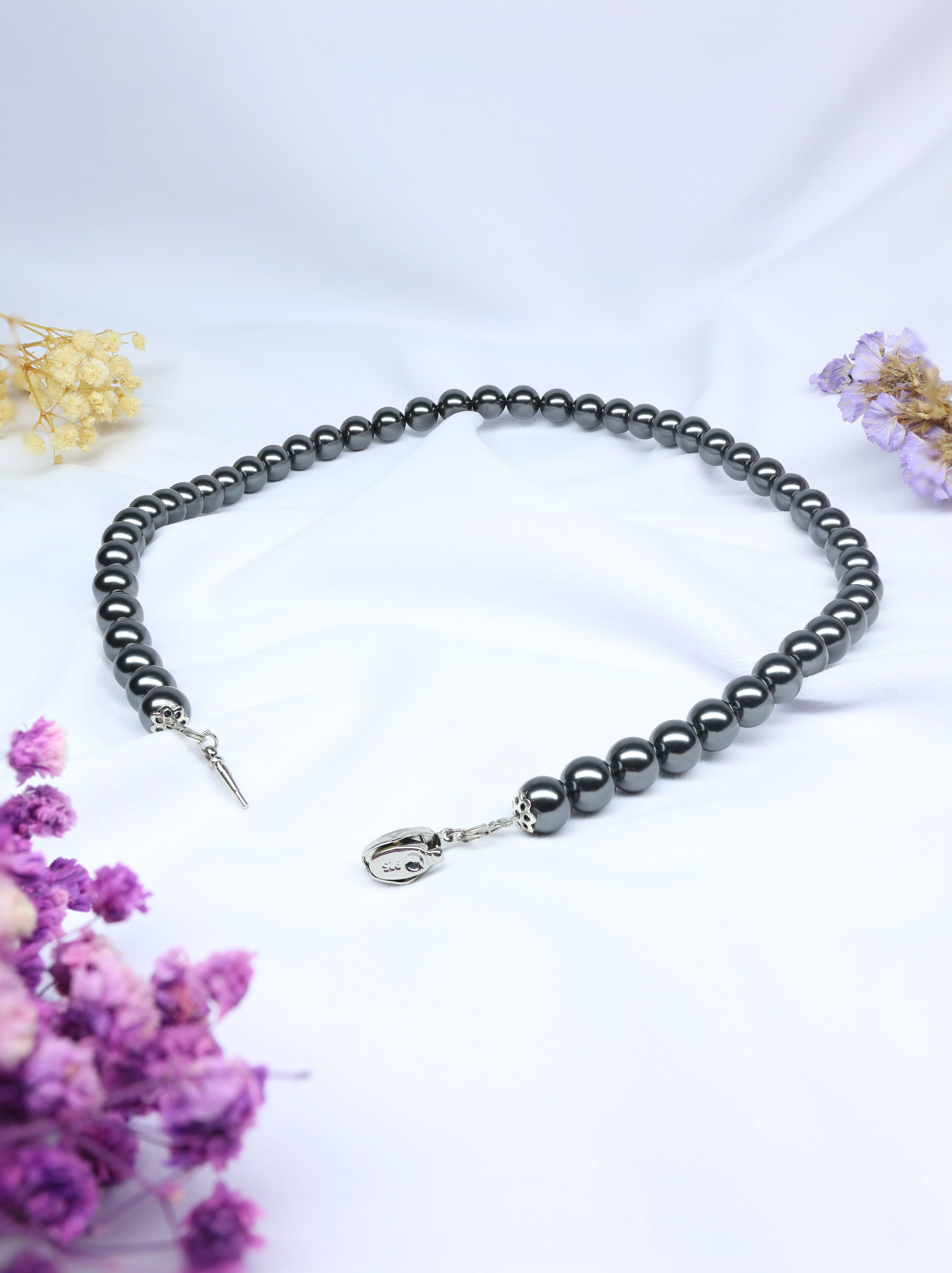 Grey Pearl Necklace Strand - Glossy