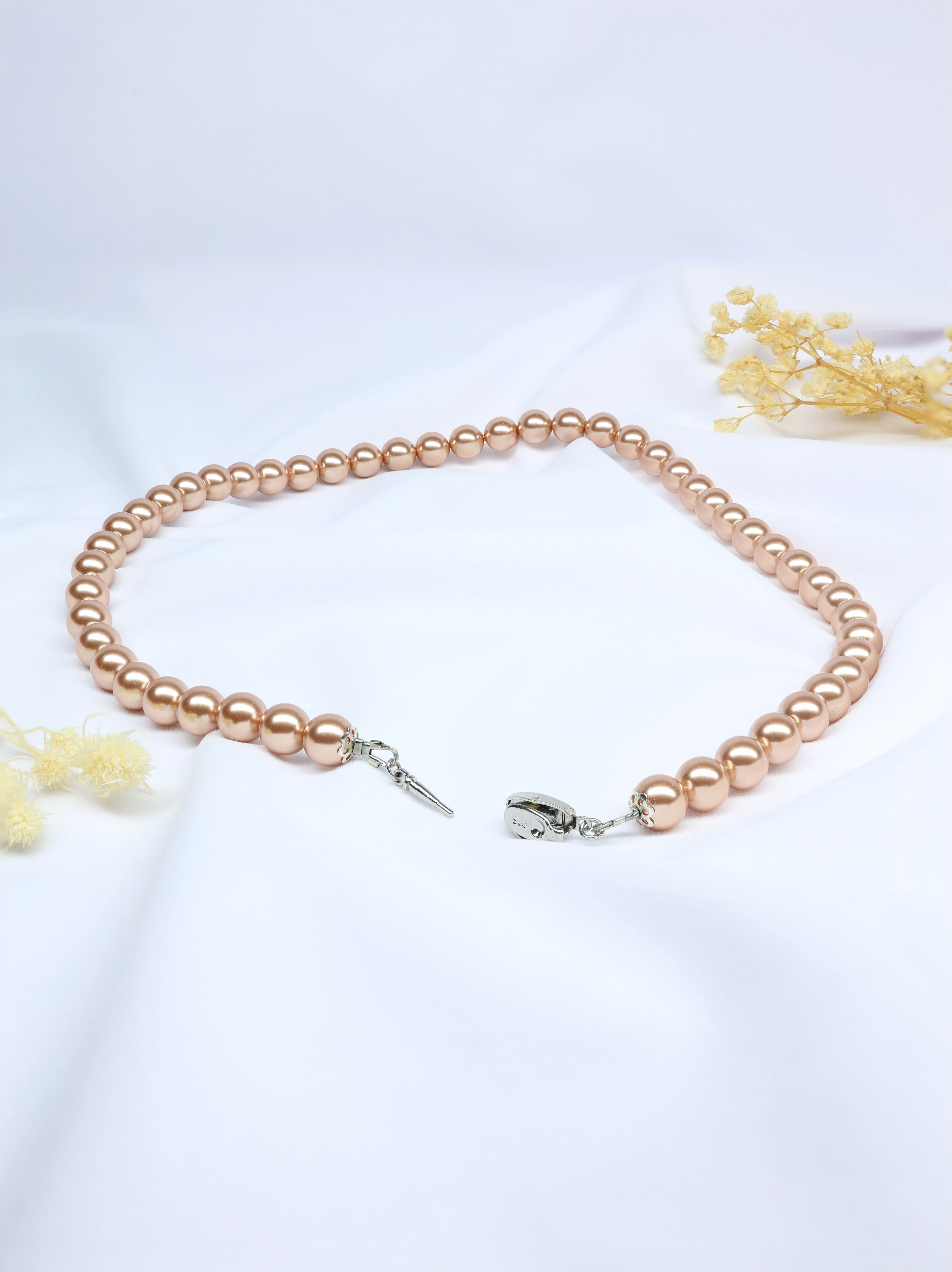 Elegant European Rose Gold Pearl Necklace | Flawnt Jewelry