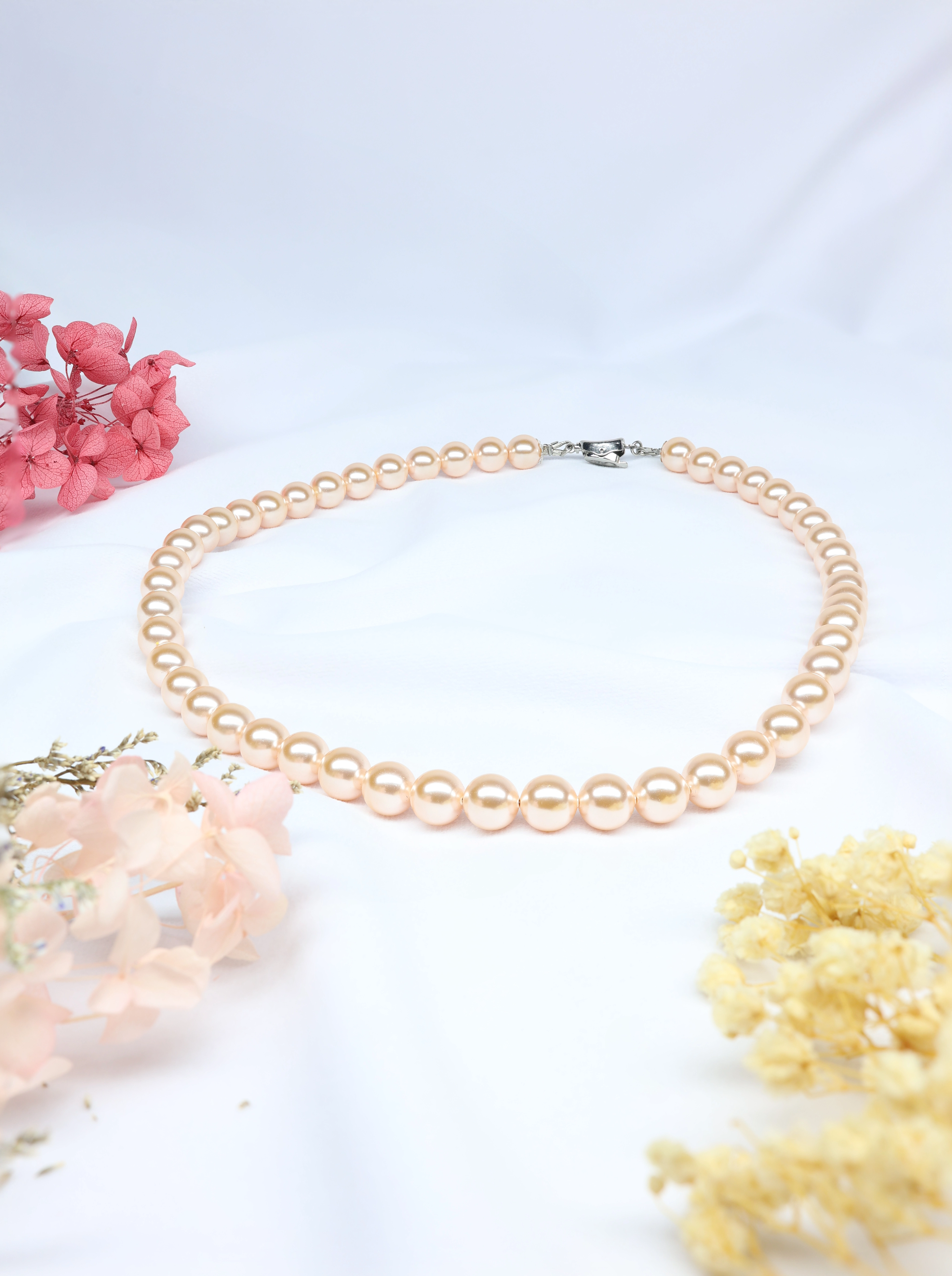 Elegant European Peach Pearl Necklace | Flawnt Jewelry