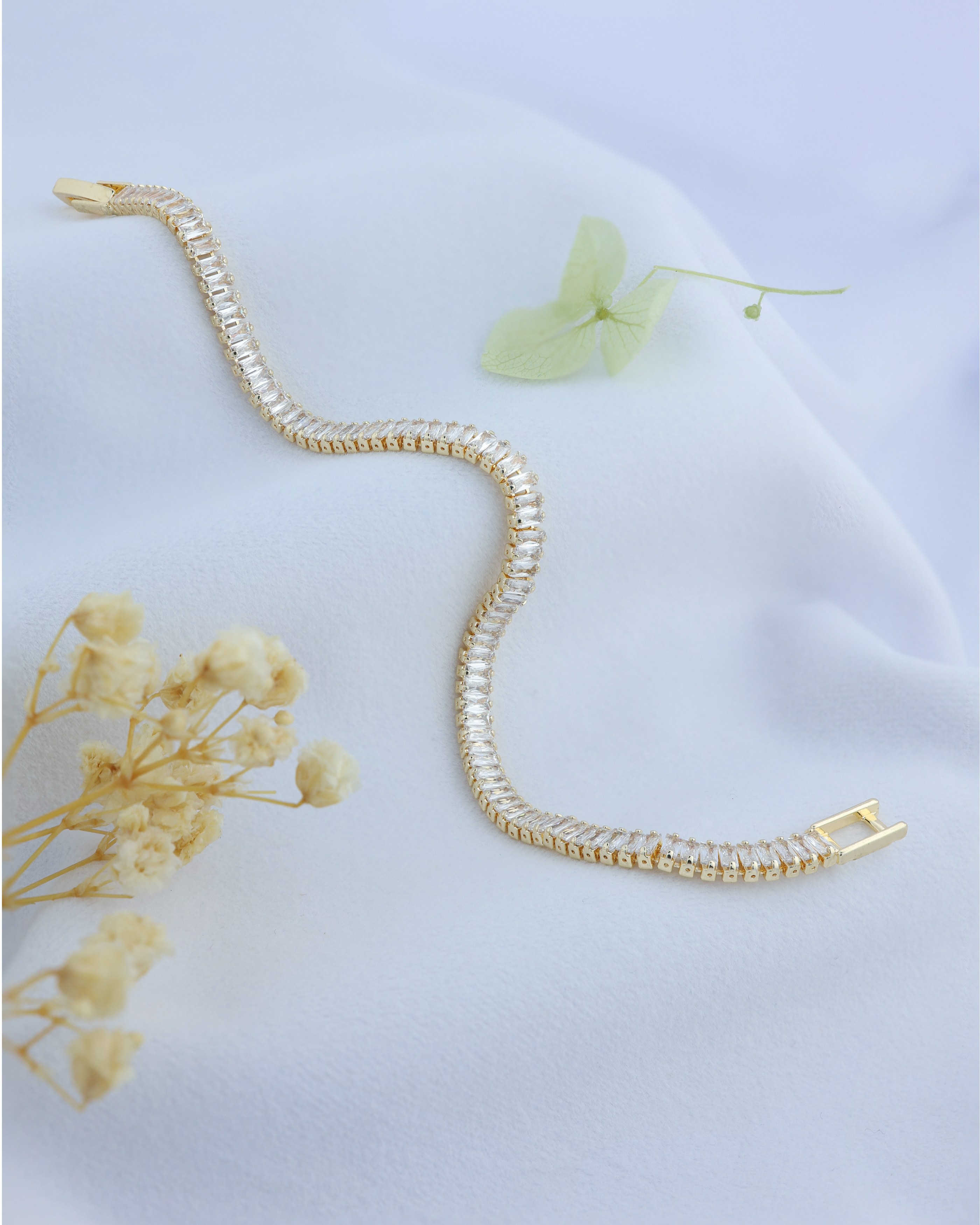 Micro Baguette Cut CZ Bracelet (Gold)
