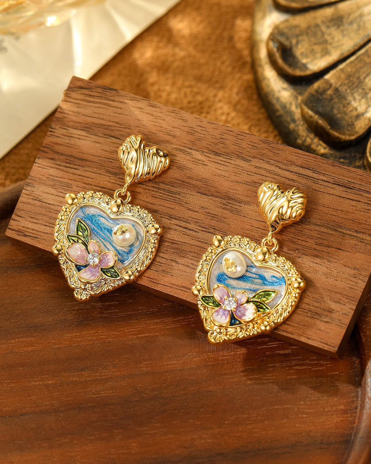 Oceanic Heart Pearl Dangle