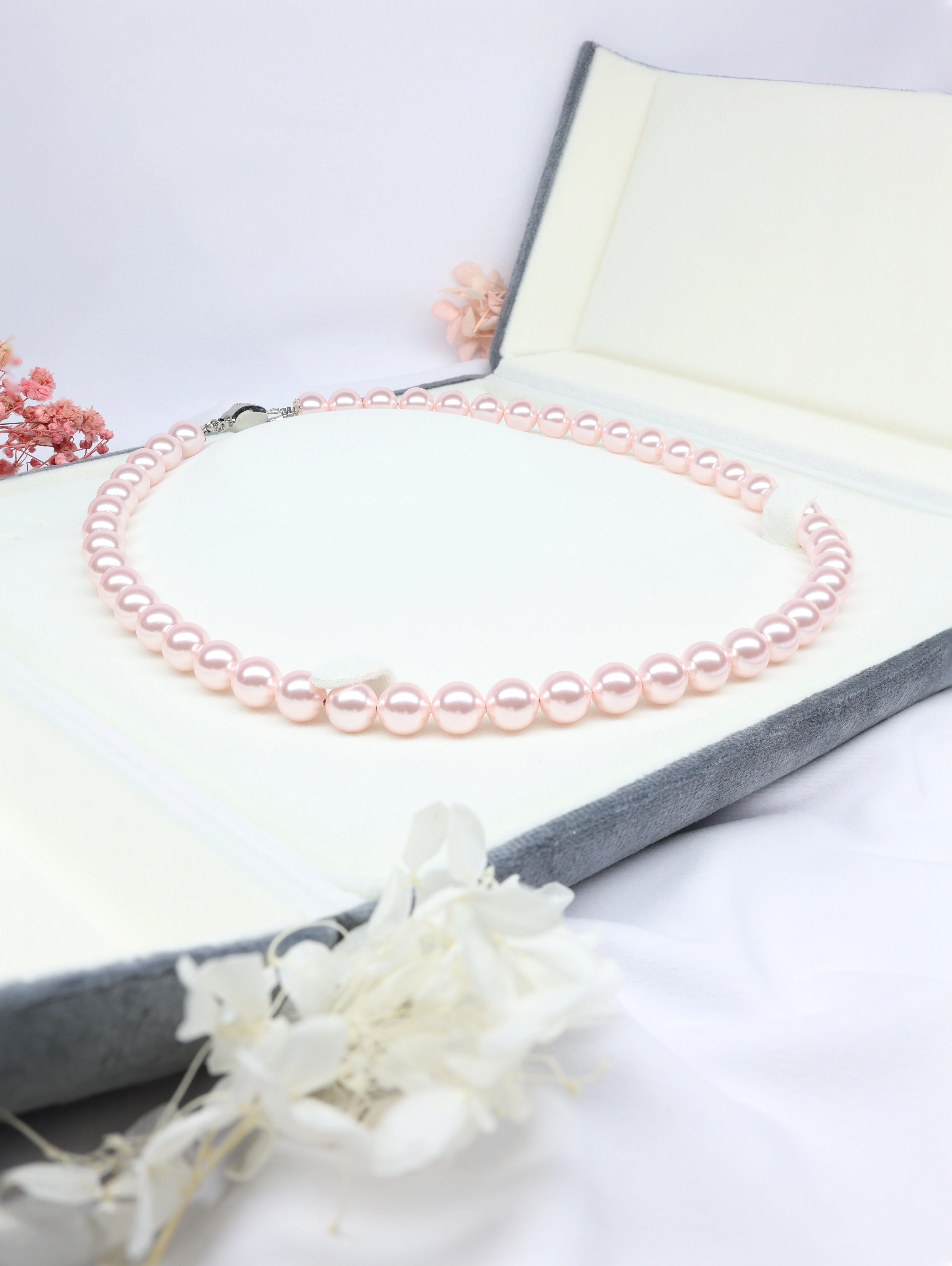 925 Silver Rosaline Pearl Necklace Strand - Glossy