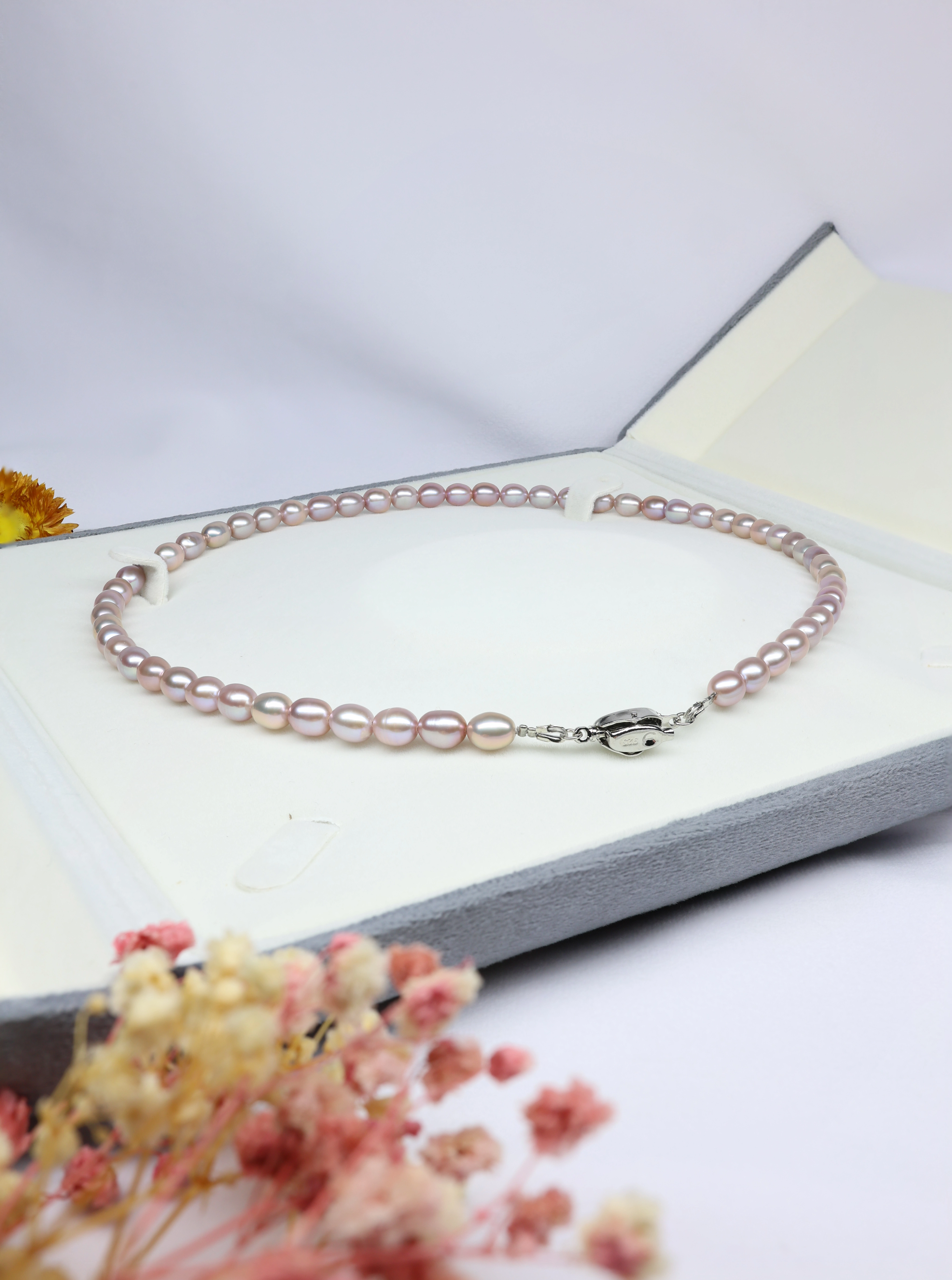 Big Rice Pearl Necklace (Pearl Purple)