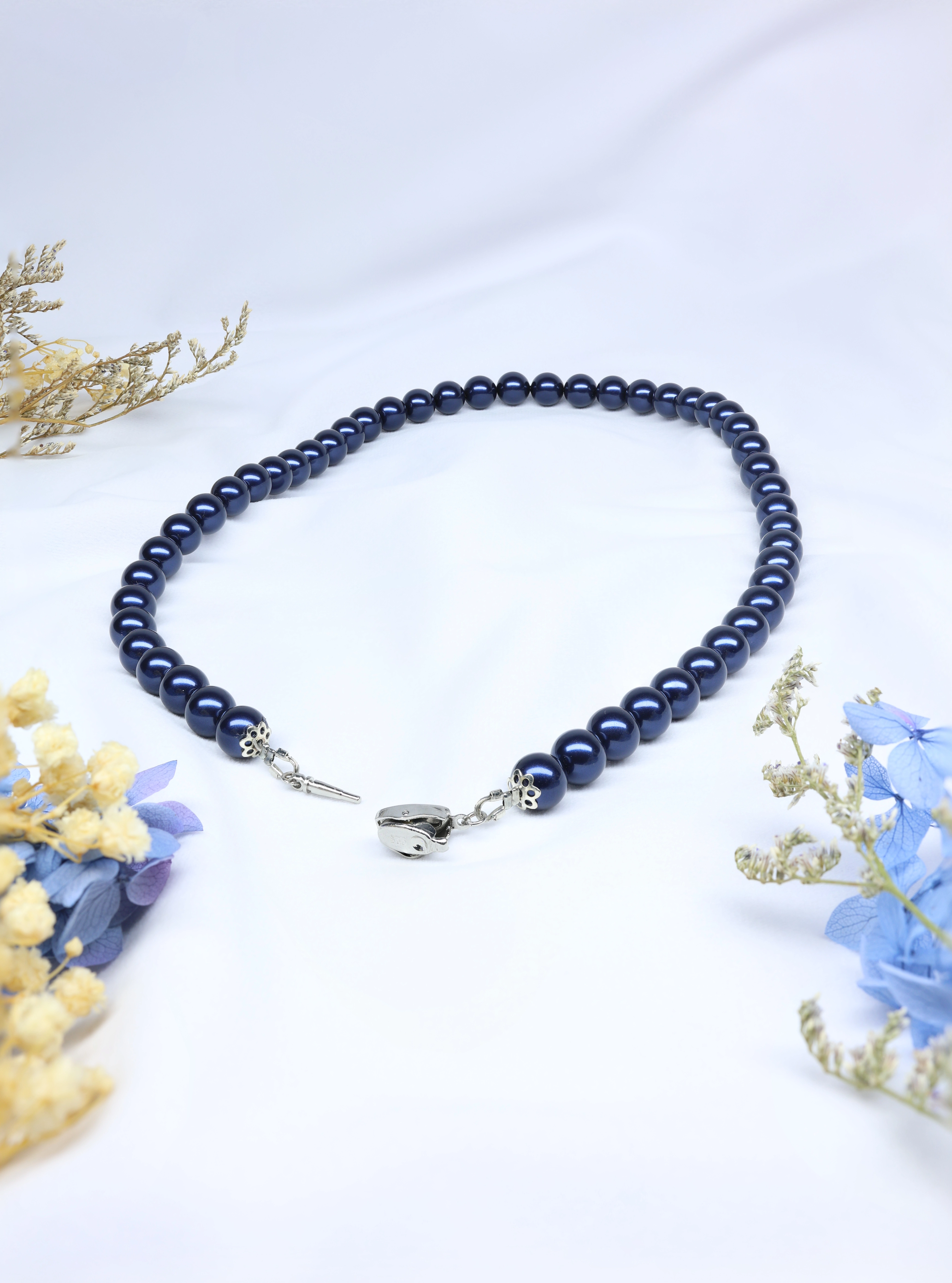 Night Blue Pearl Necklace Strand - Glossy