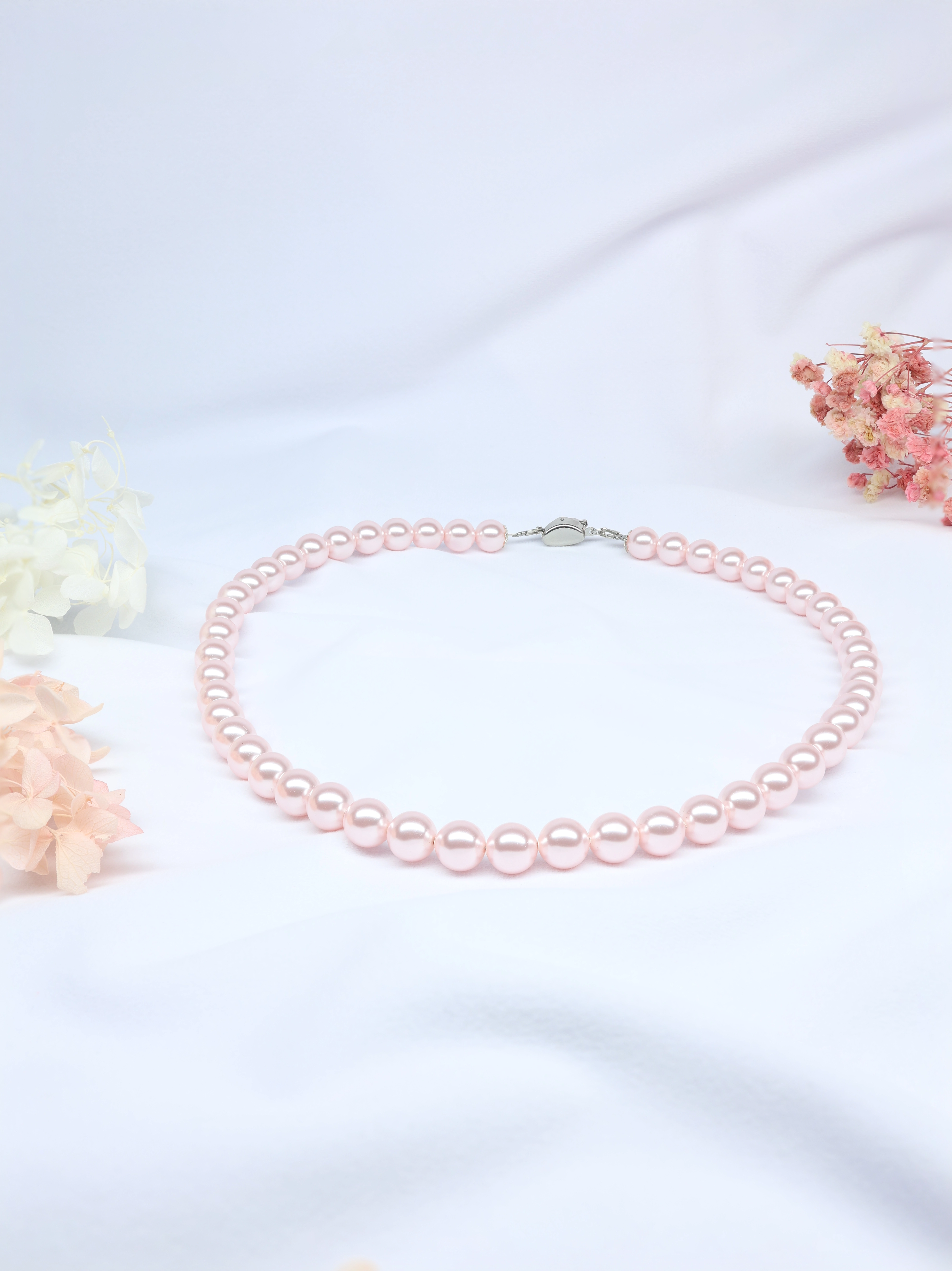 925 Silver Rosaline Pearl Necklace Strand - Glossy