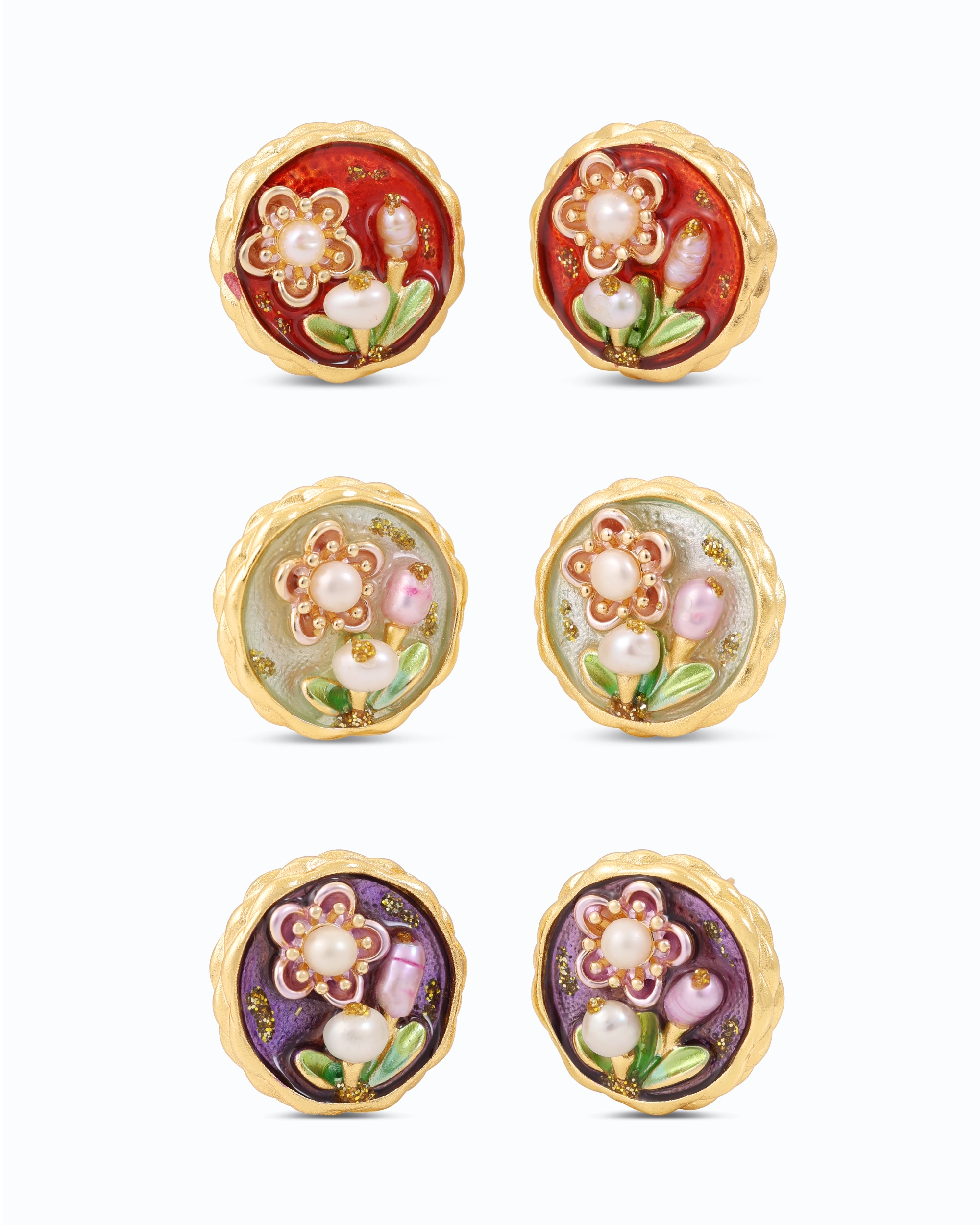 Tanzanian Enamel Pearl Ear Studs Gift Pack