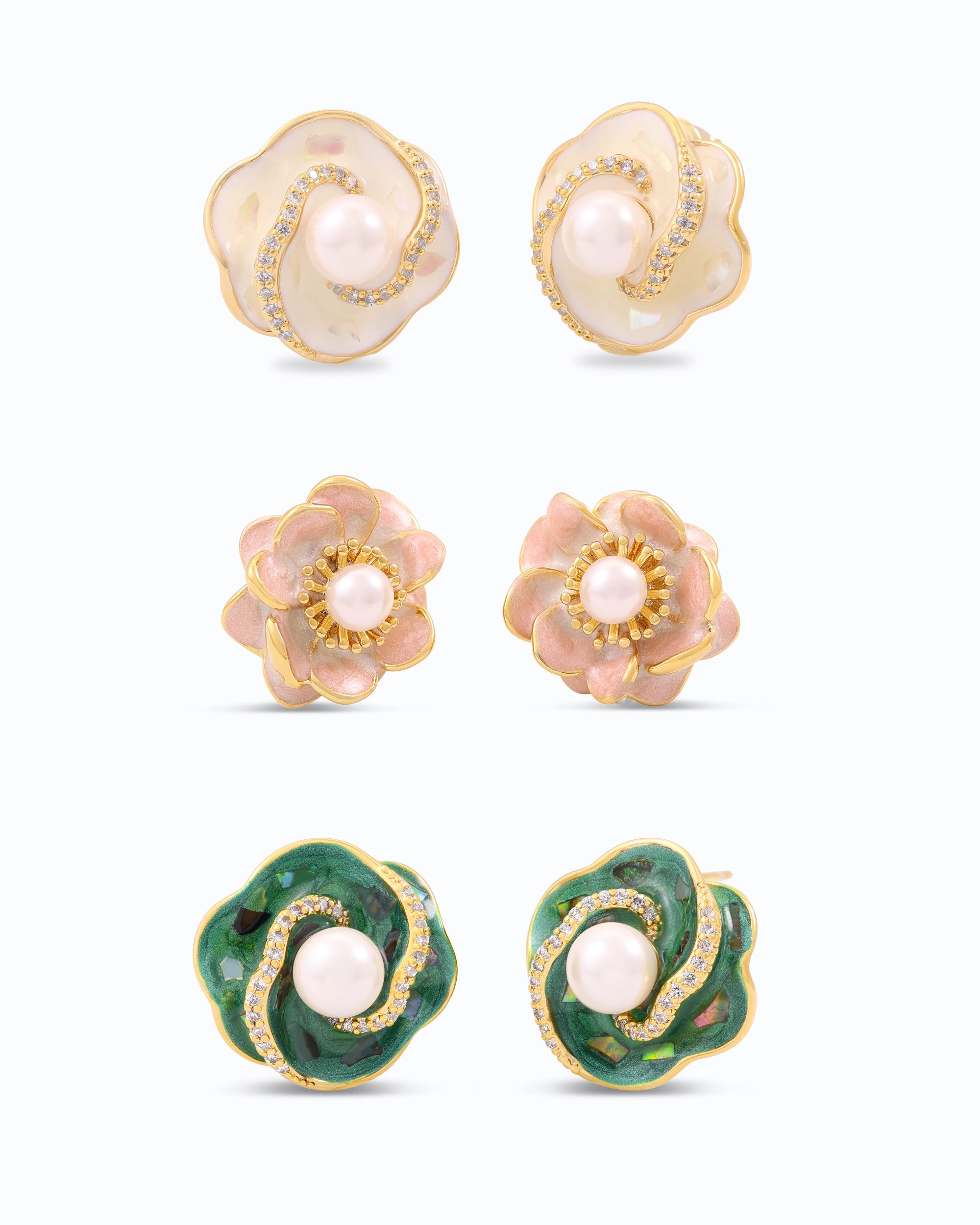 Terrazzo Pearl Ear Studs (Pack of 3)