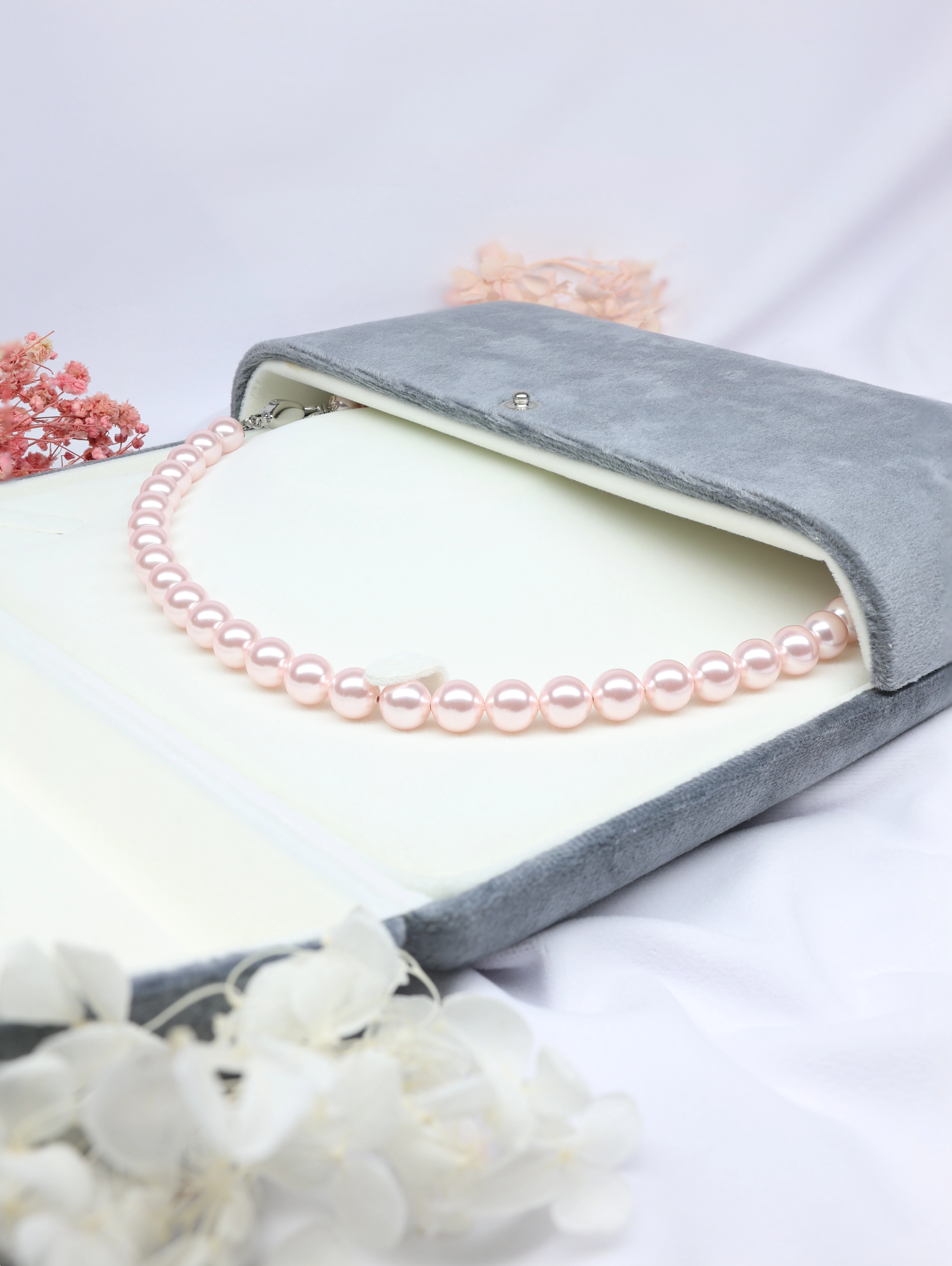 925 Silver Rosaline Pearl Necklace Strand - Glossy