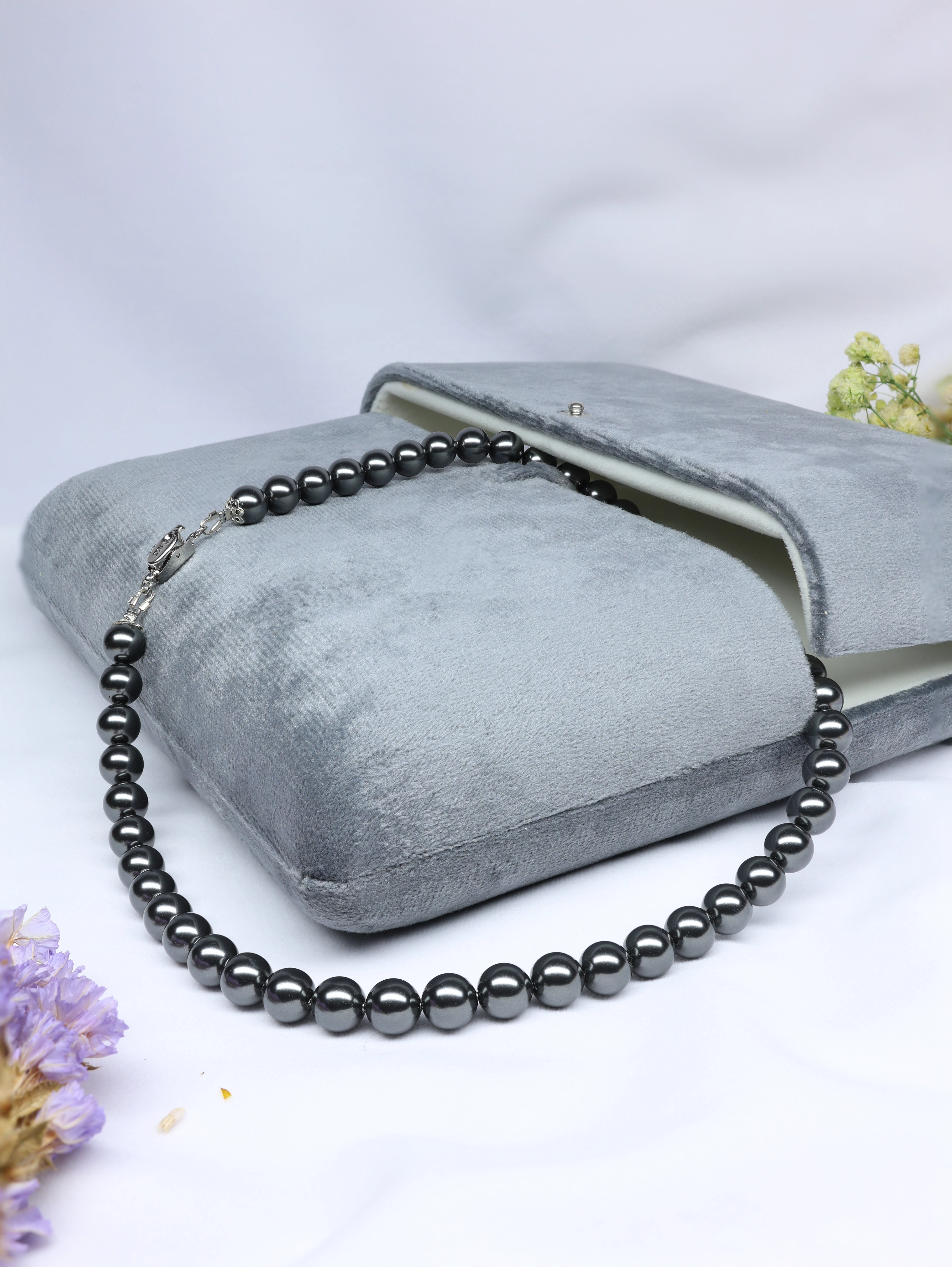 Grey Pearl Necklace Strand - Glossy