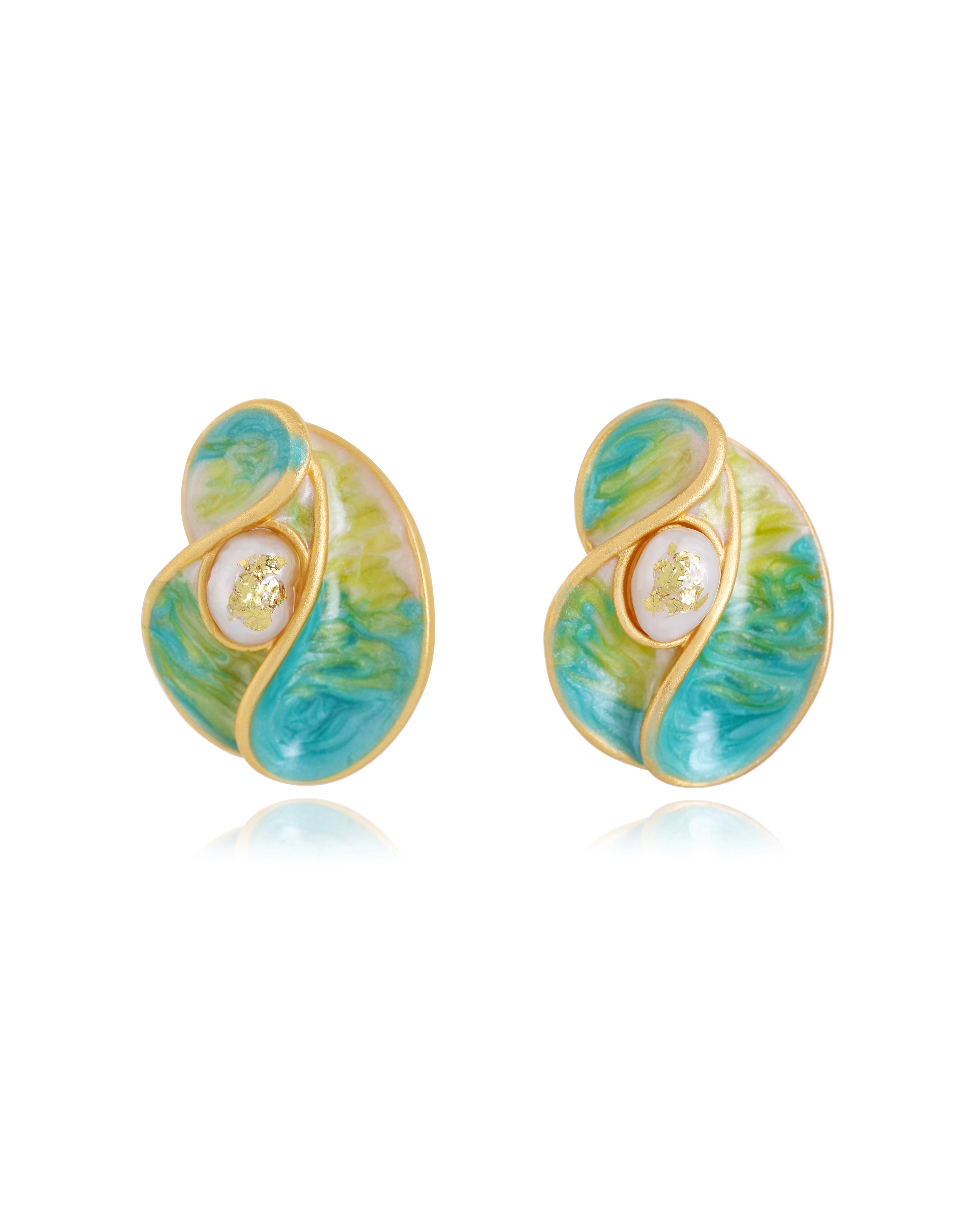 Aqua Pearl Ear Studs