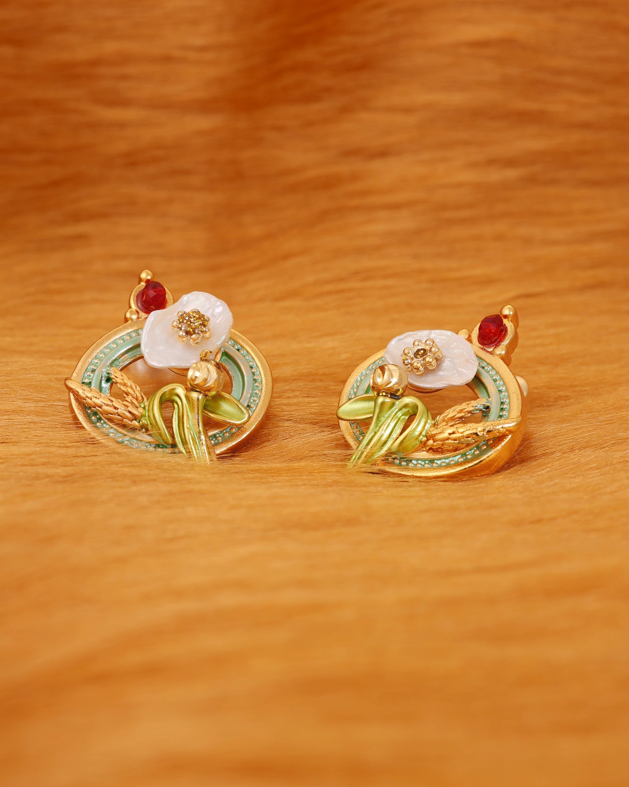 Artistic Flower Tulips Pearl Studs