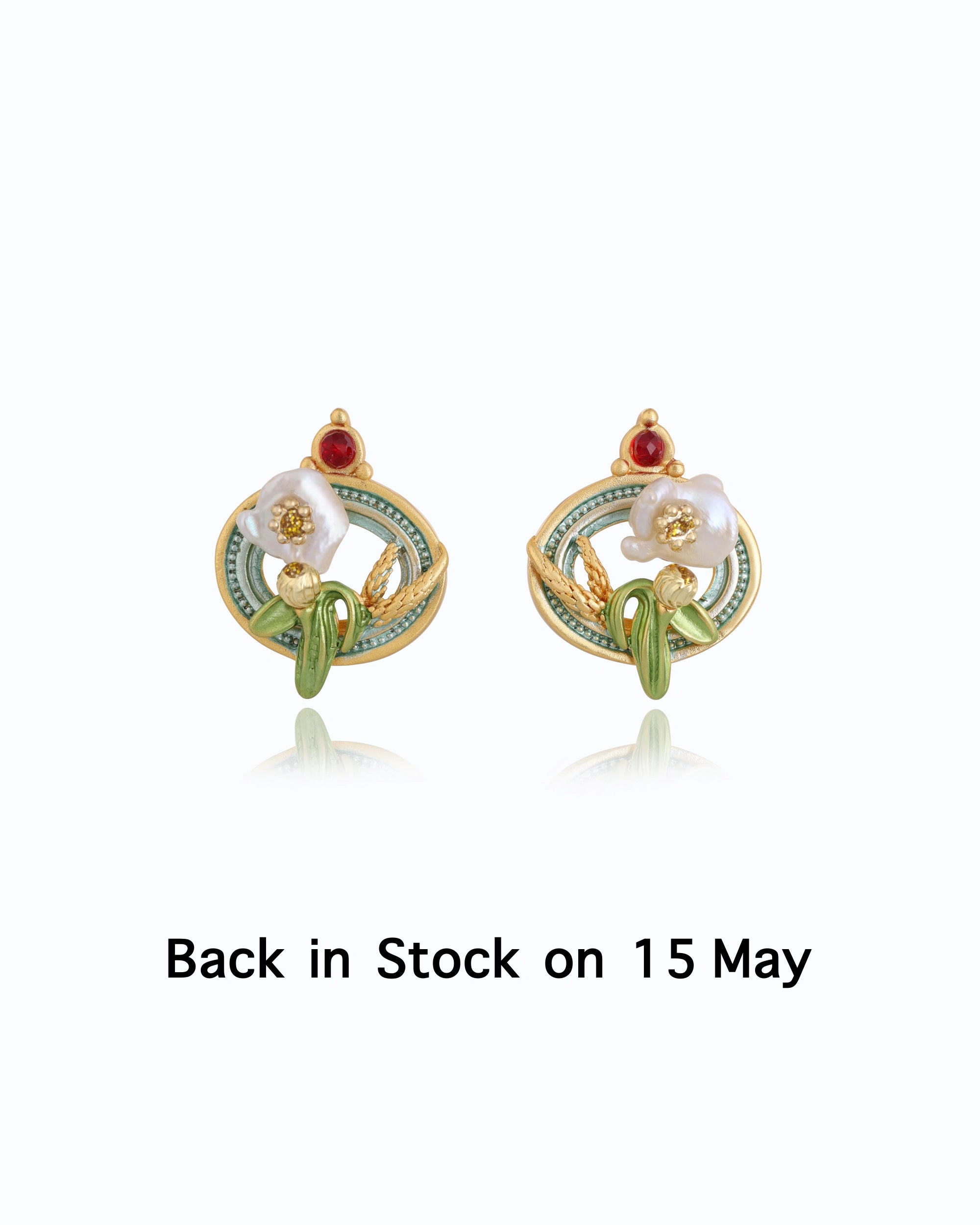 Artistic Flower Tulips Pearl Studs