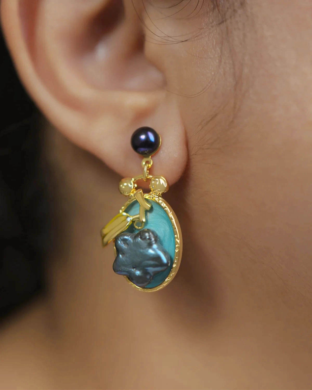 French Blue Pearl Dangle