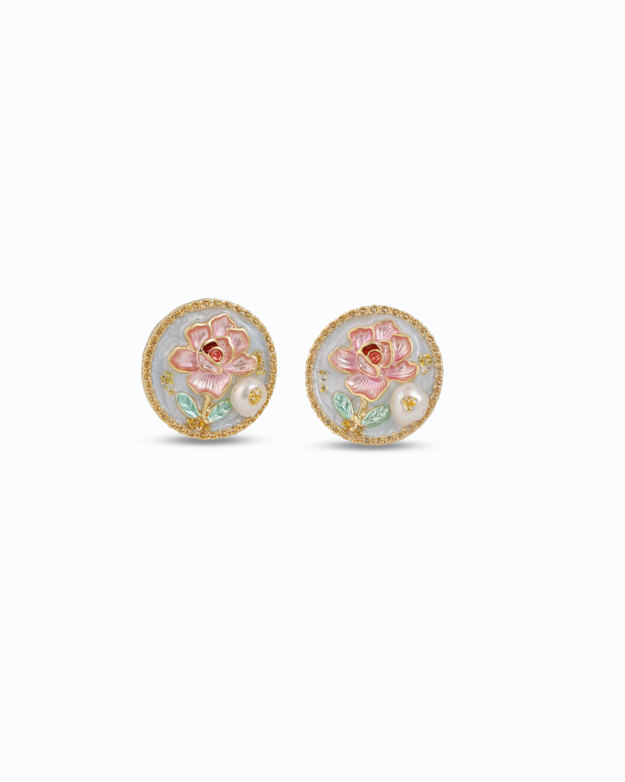 Light Blue Clip On Pearl Earing – Rare 18K Gold Platted Jewelry
