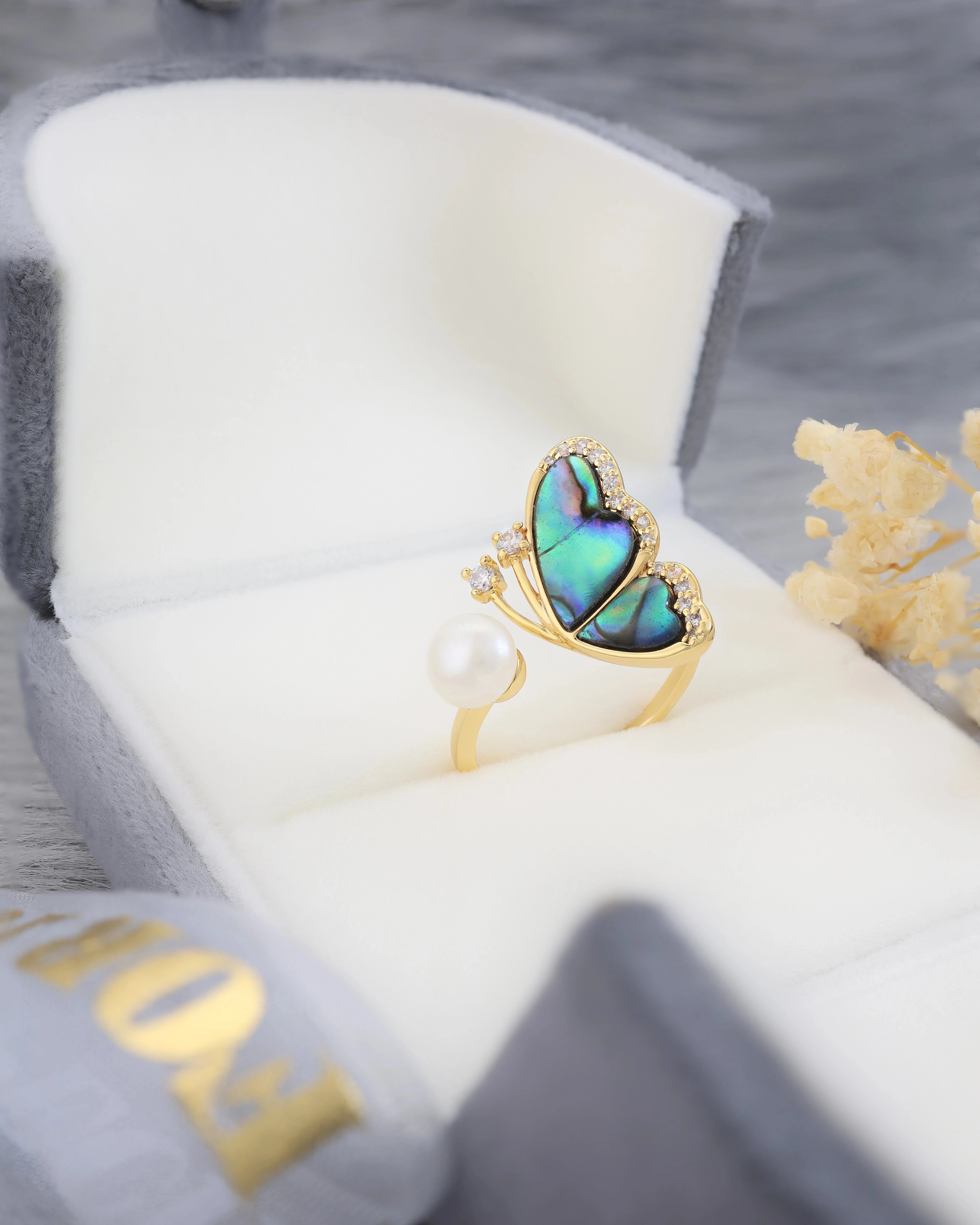 Abolene Monarch - Pearl on Butterfuy Ring