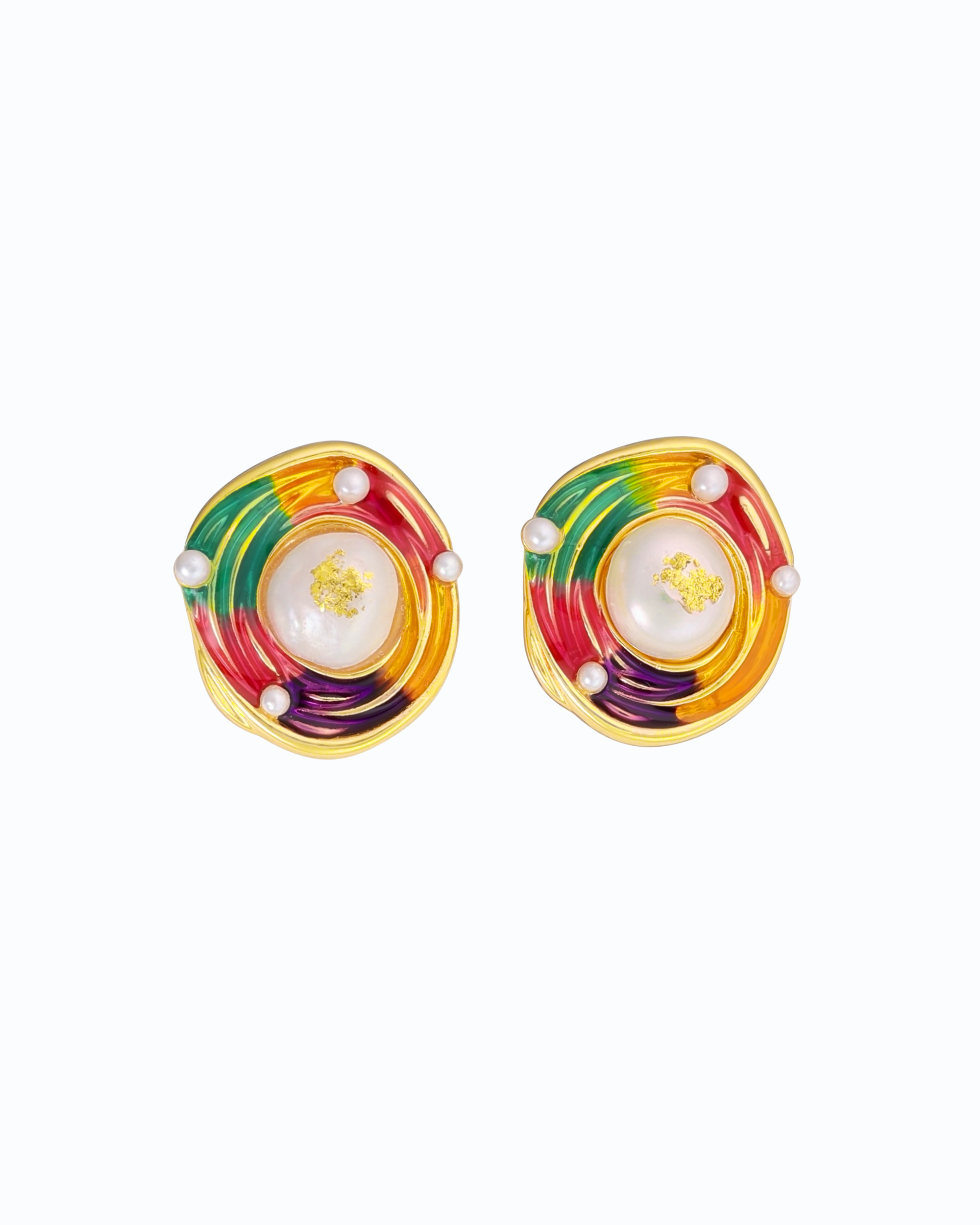 Color Nest Pearl Stud | 18K Gold Plated Jewelry - Flawnt