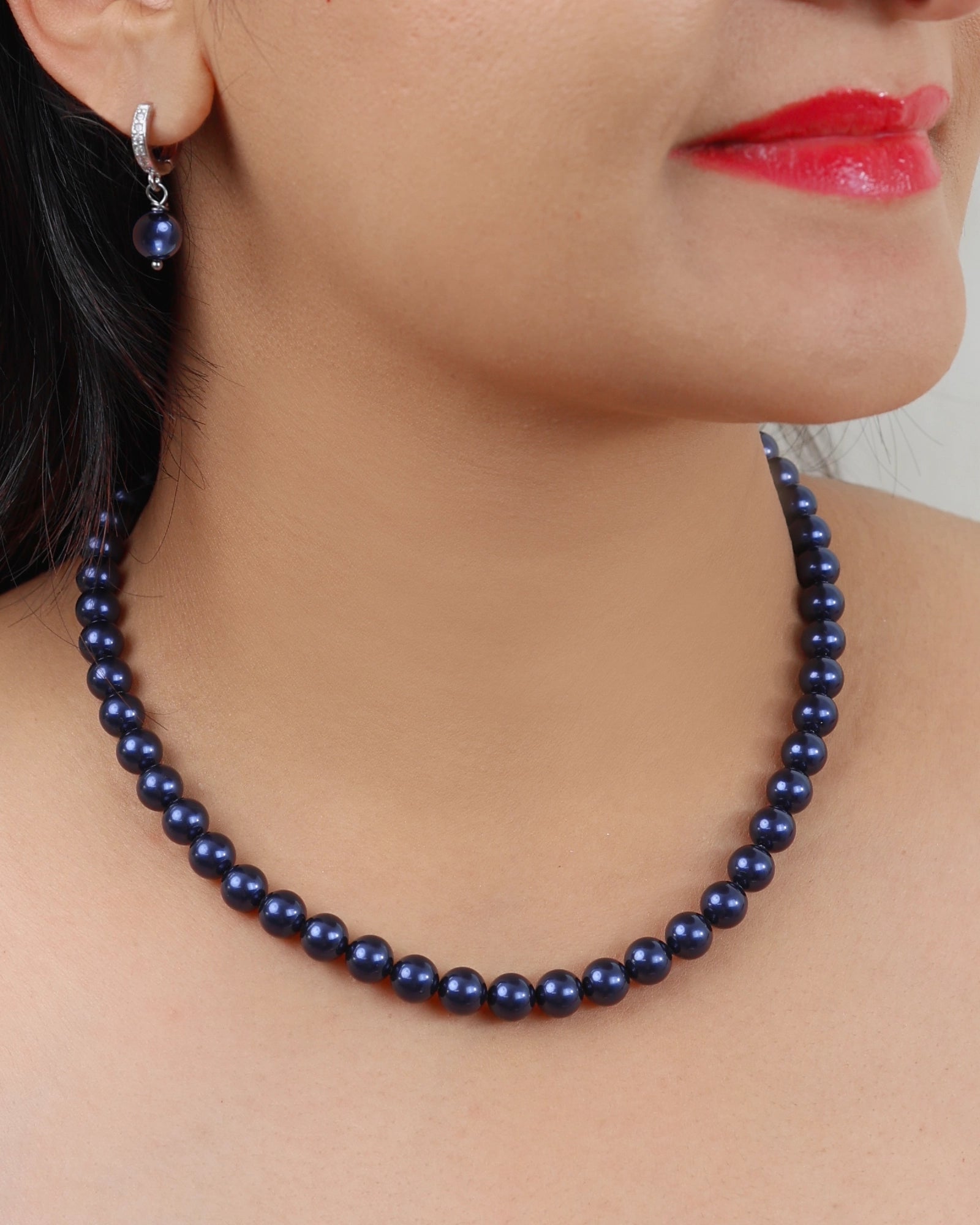 Elegant European Night Blue Pearl Necklace | Flawnt Jewelry