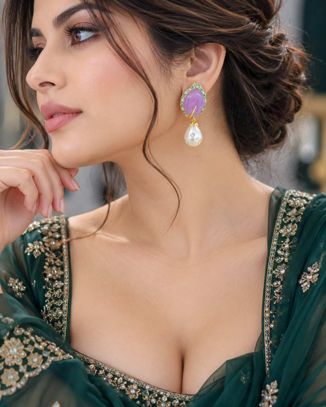 Lilou Lavender Pearl Drop Earrings