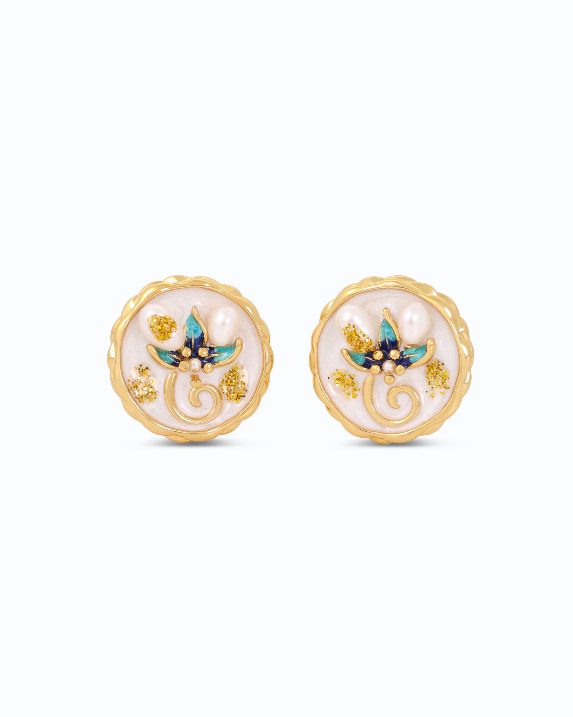 French Enamel Floral Ear Studs