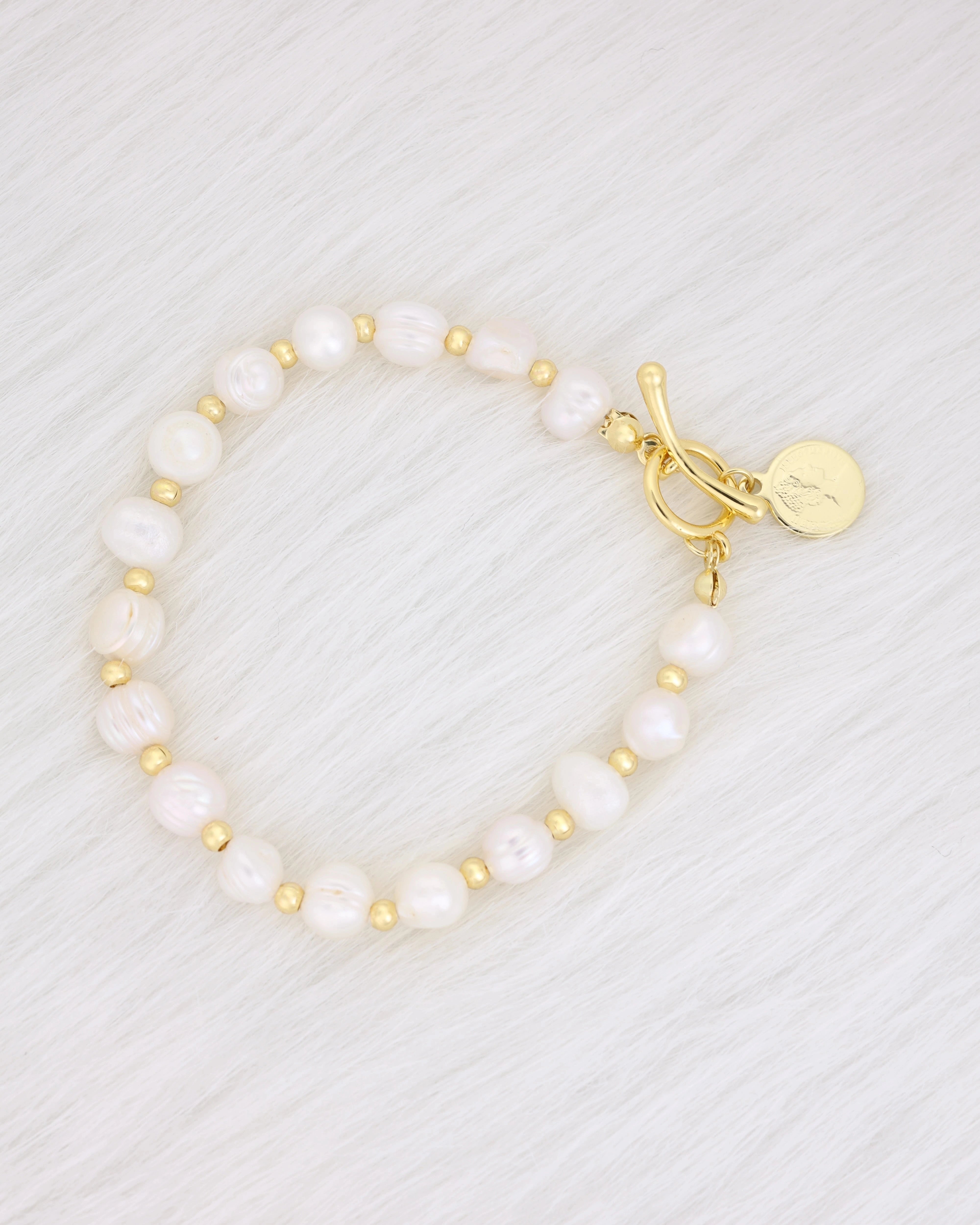 White Pearls with Coin Bracelet