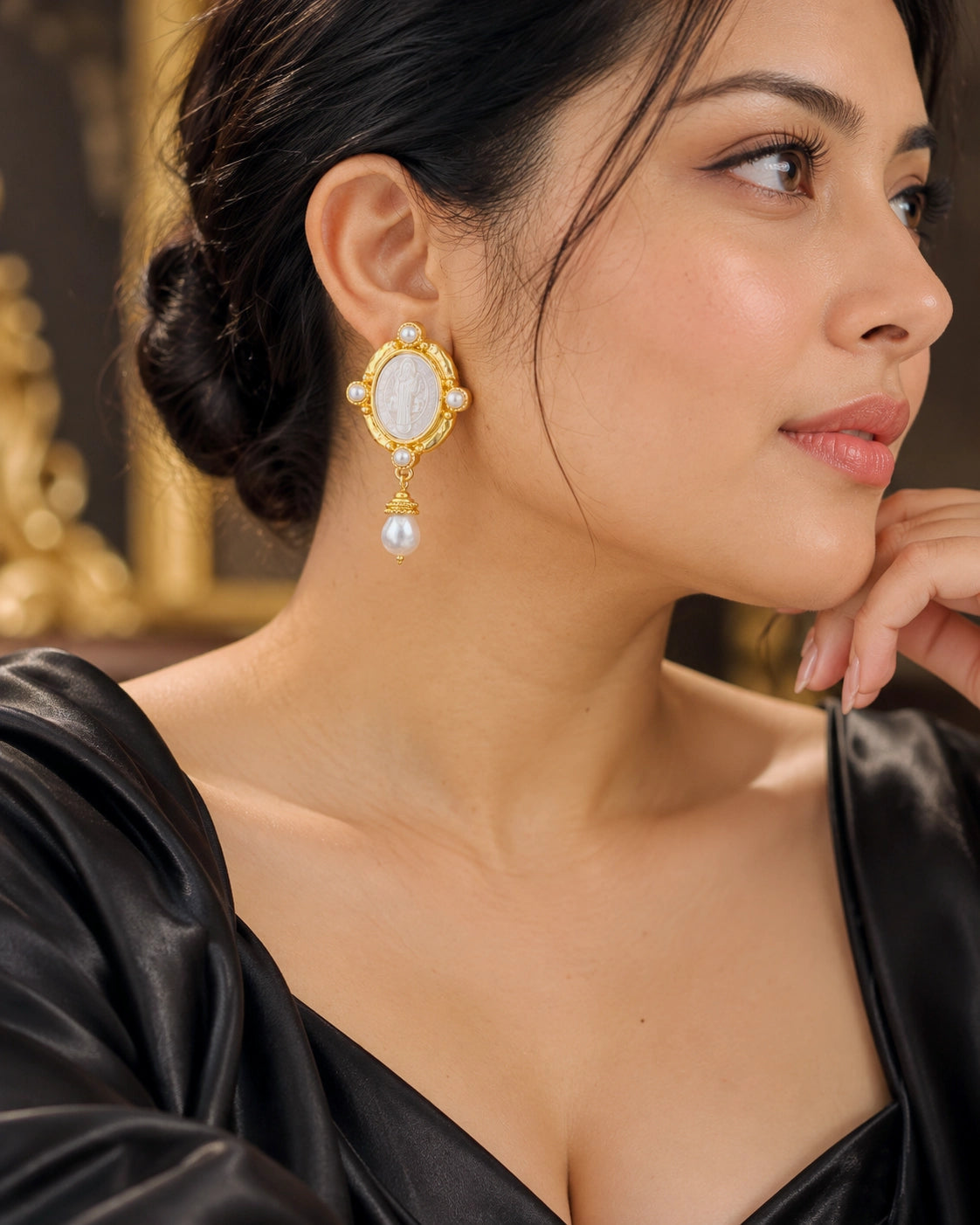 Greek NACRE Pearl Drop Earrings