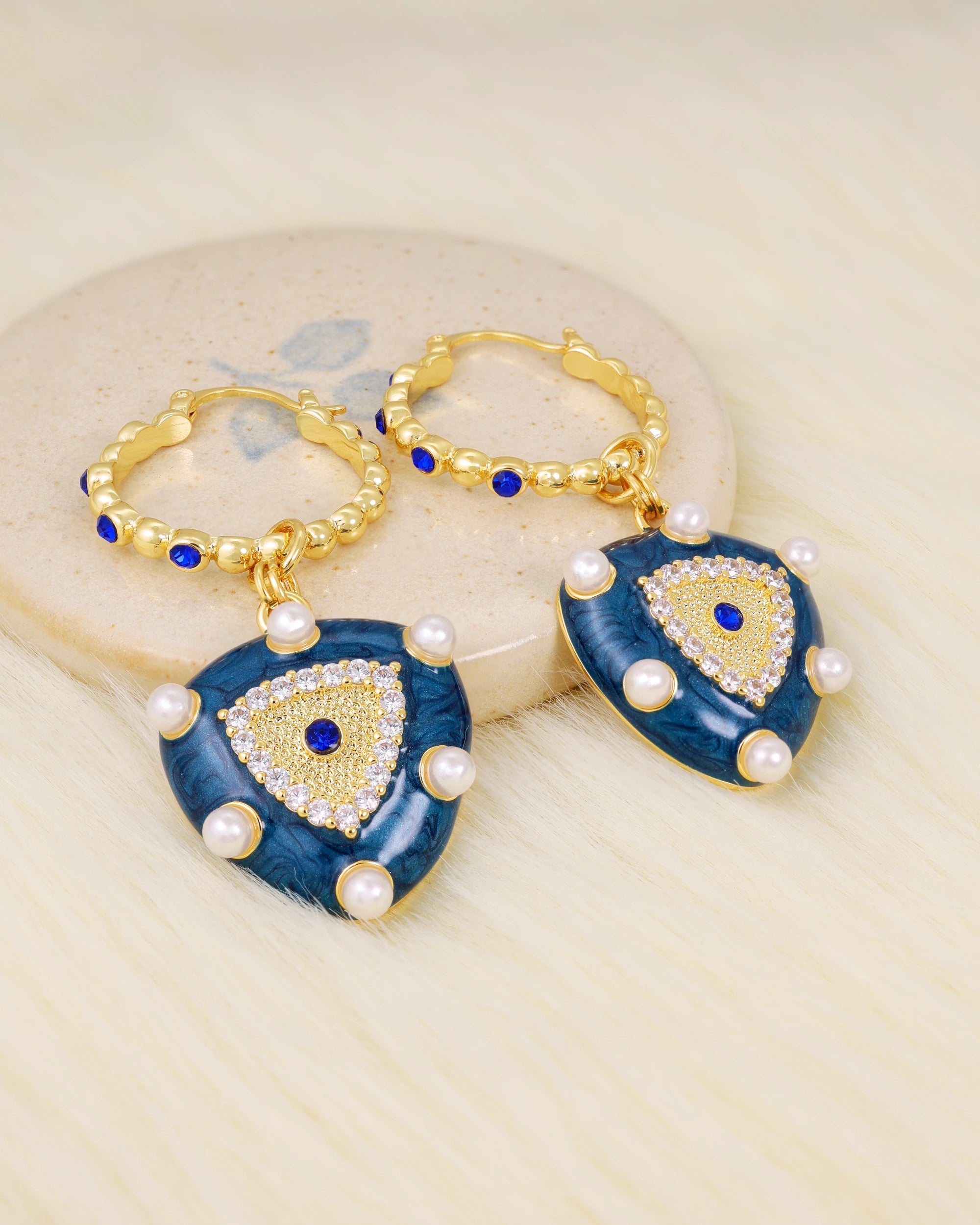 Hearth Pearl Bali Dangle - Blue