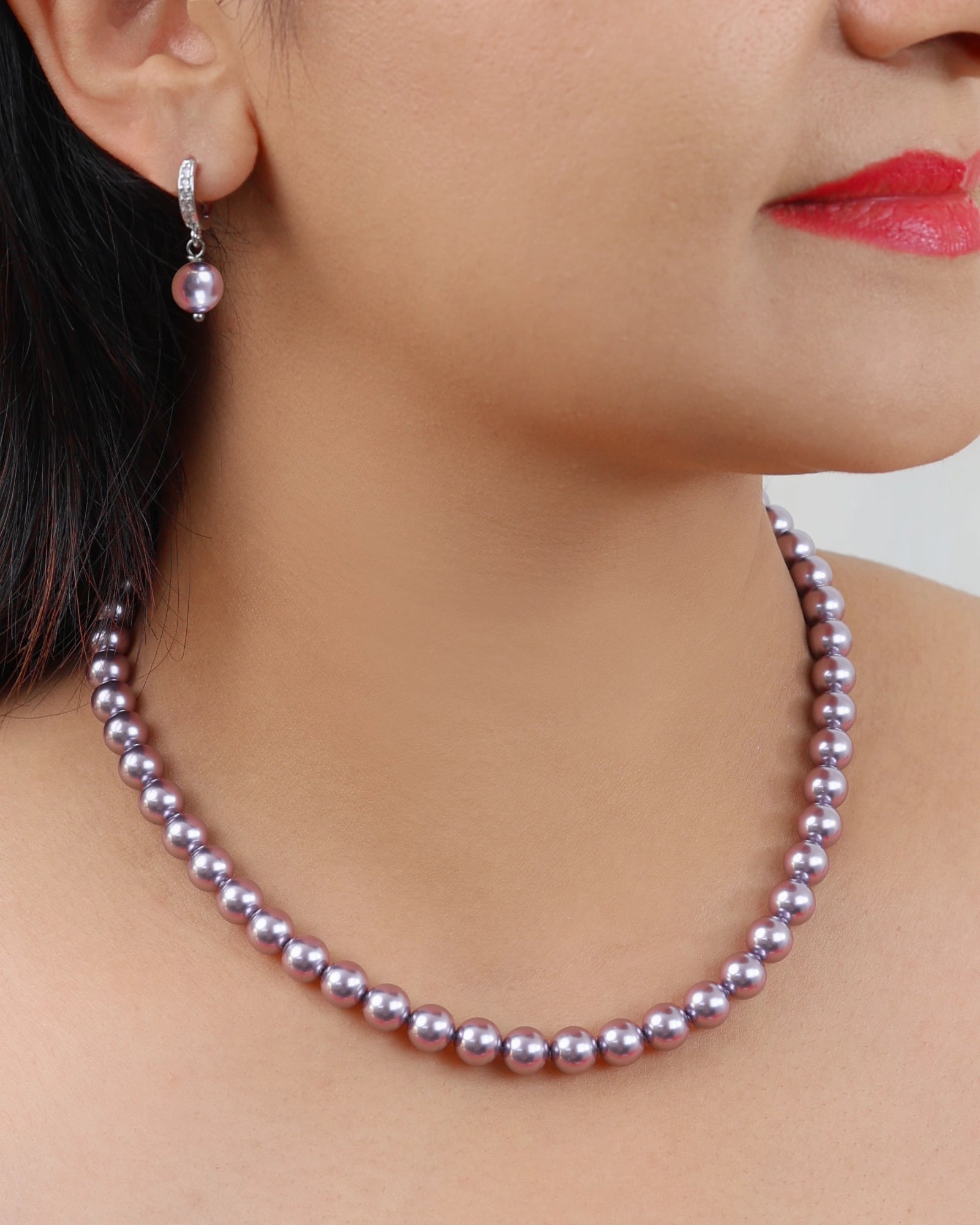 Elegant European Muave Pearl Necklace | Flawnt Jewelry