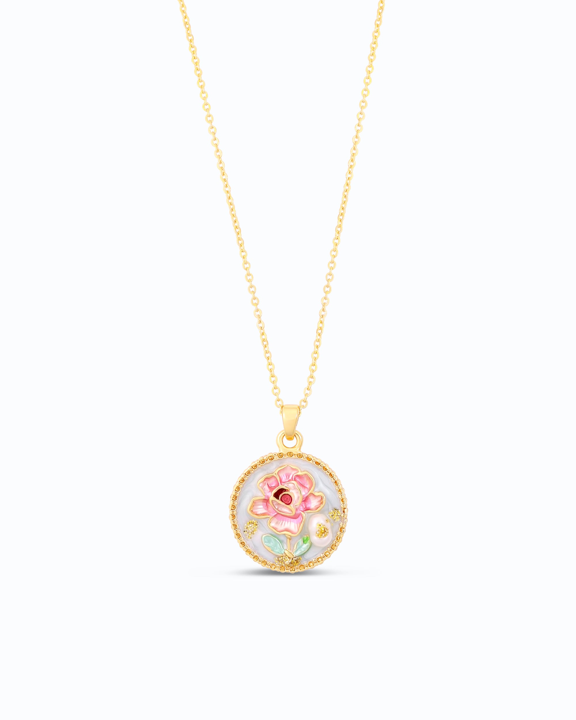 Light Blue Floral Pearl Pendant