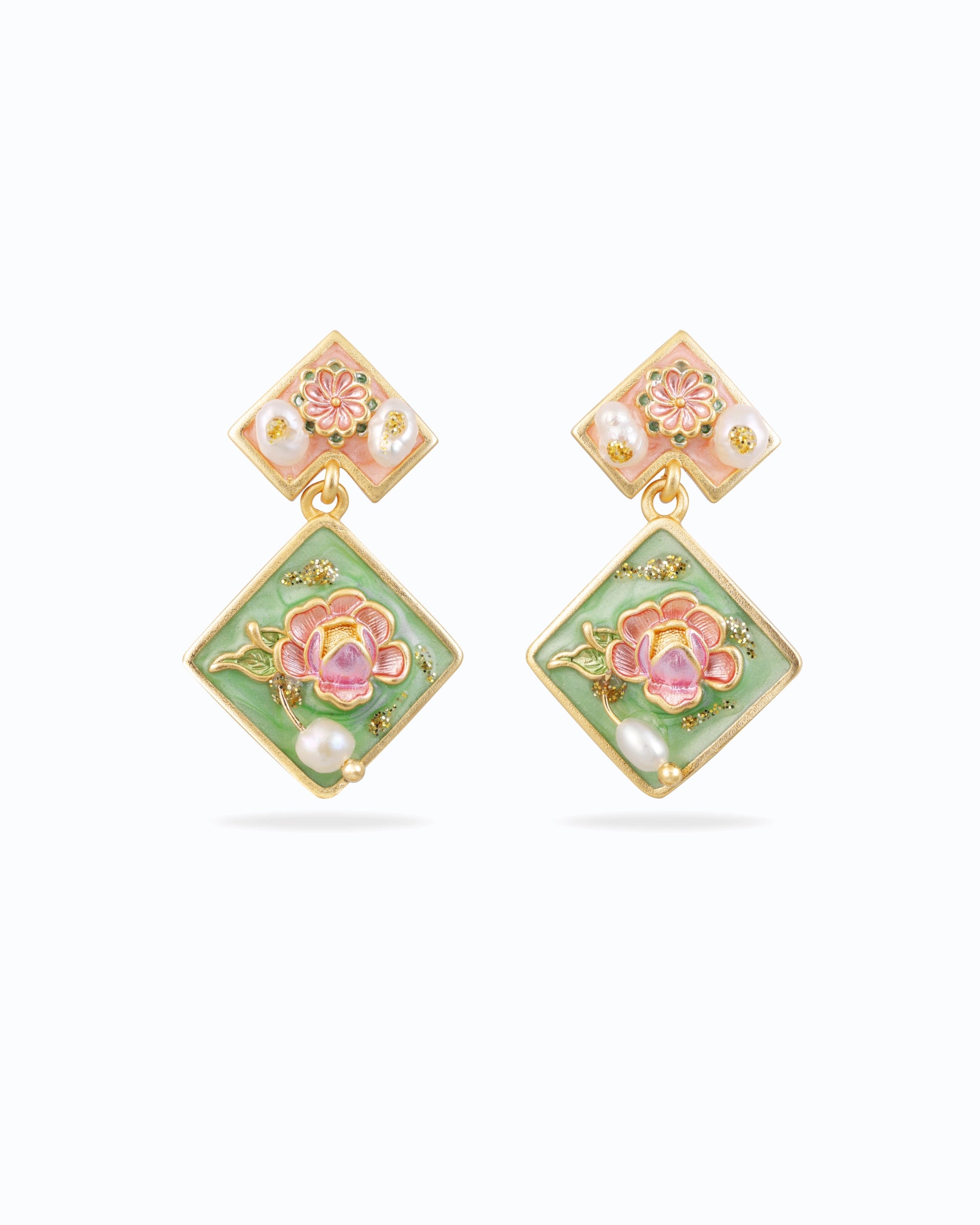 Pearl Diamond Dangle - Green