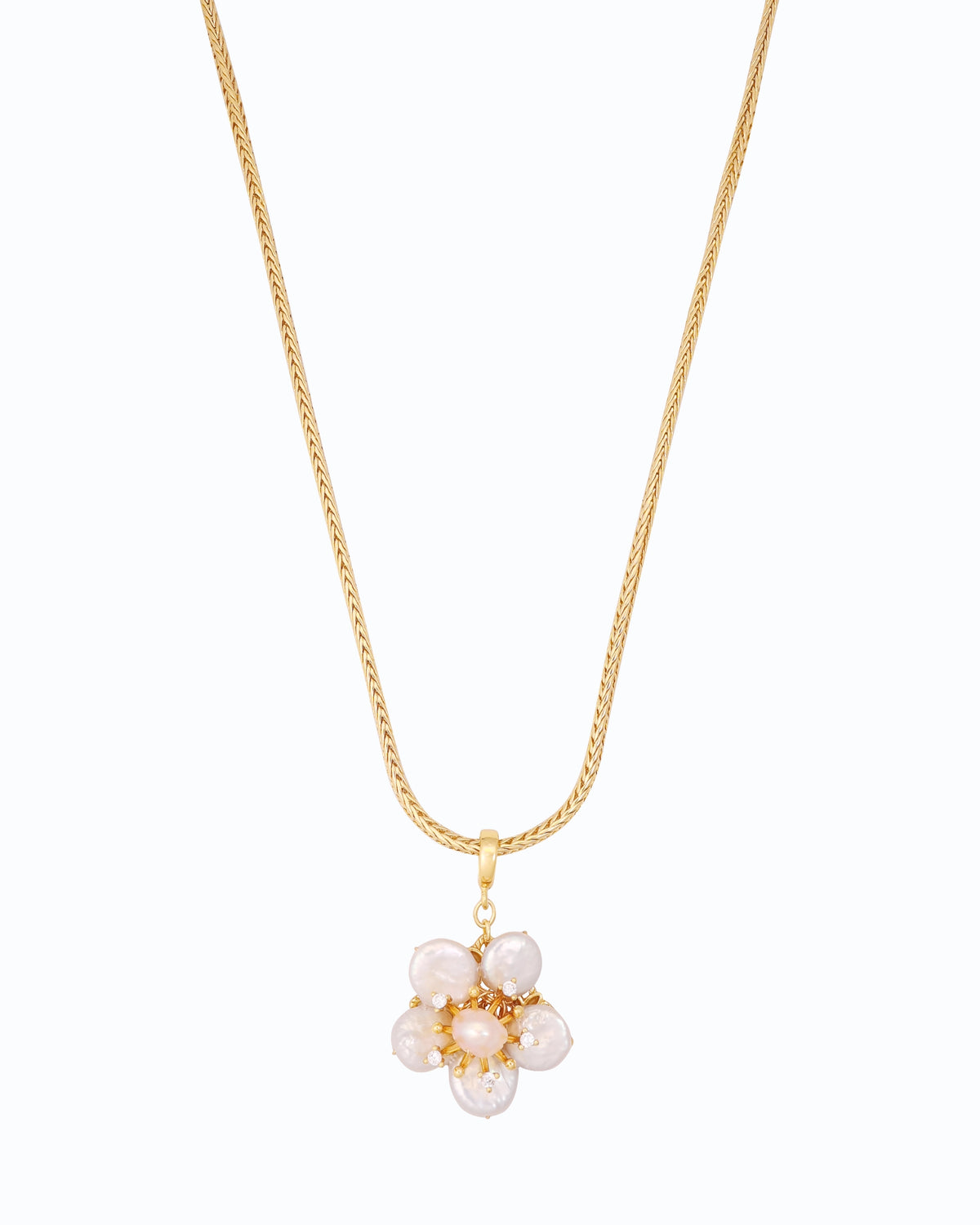 Pearl Blossom Gold Pendant Necklace