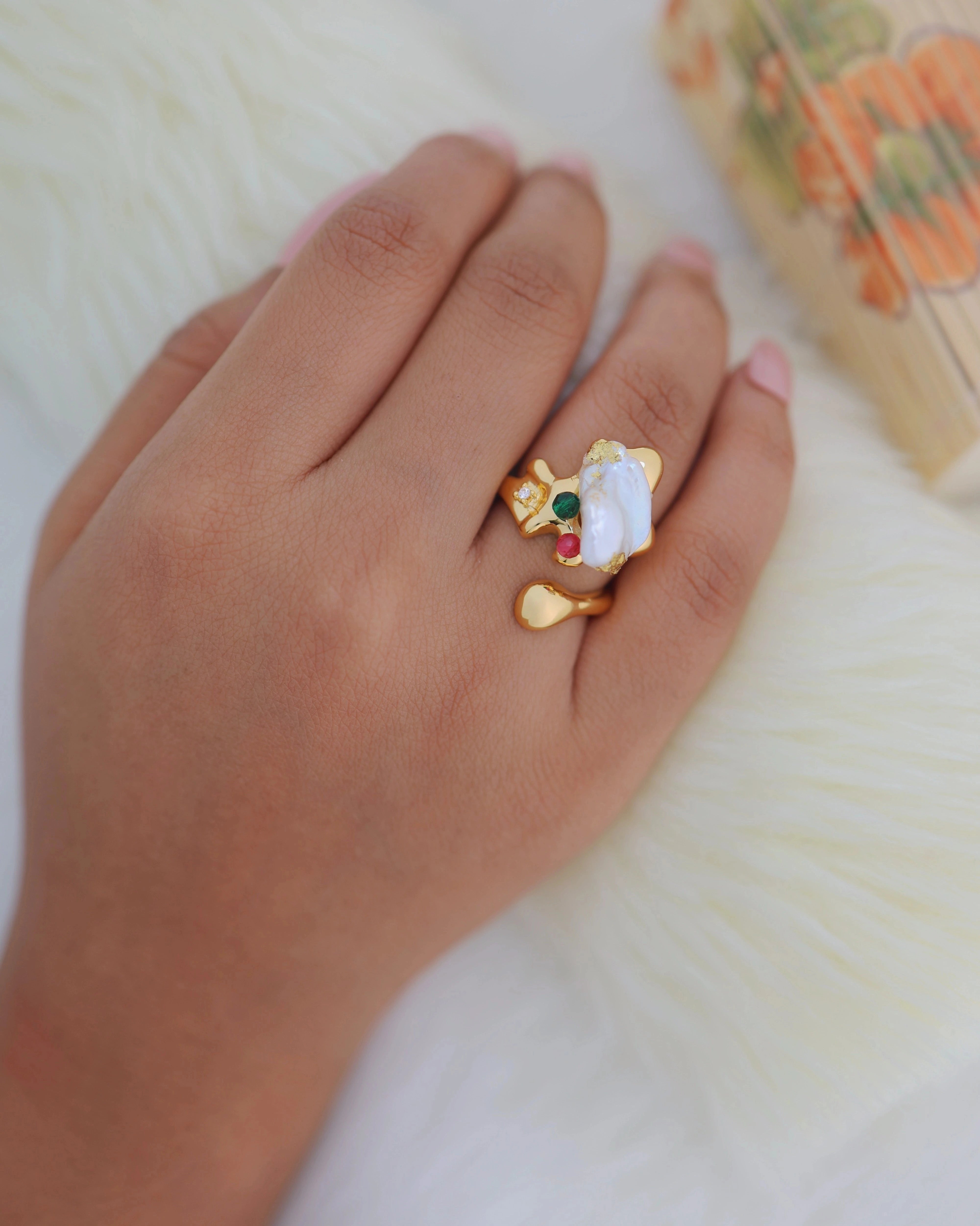 Irregular MOP - Adjustable Mother of Pearl Ring