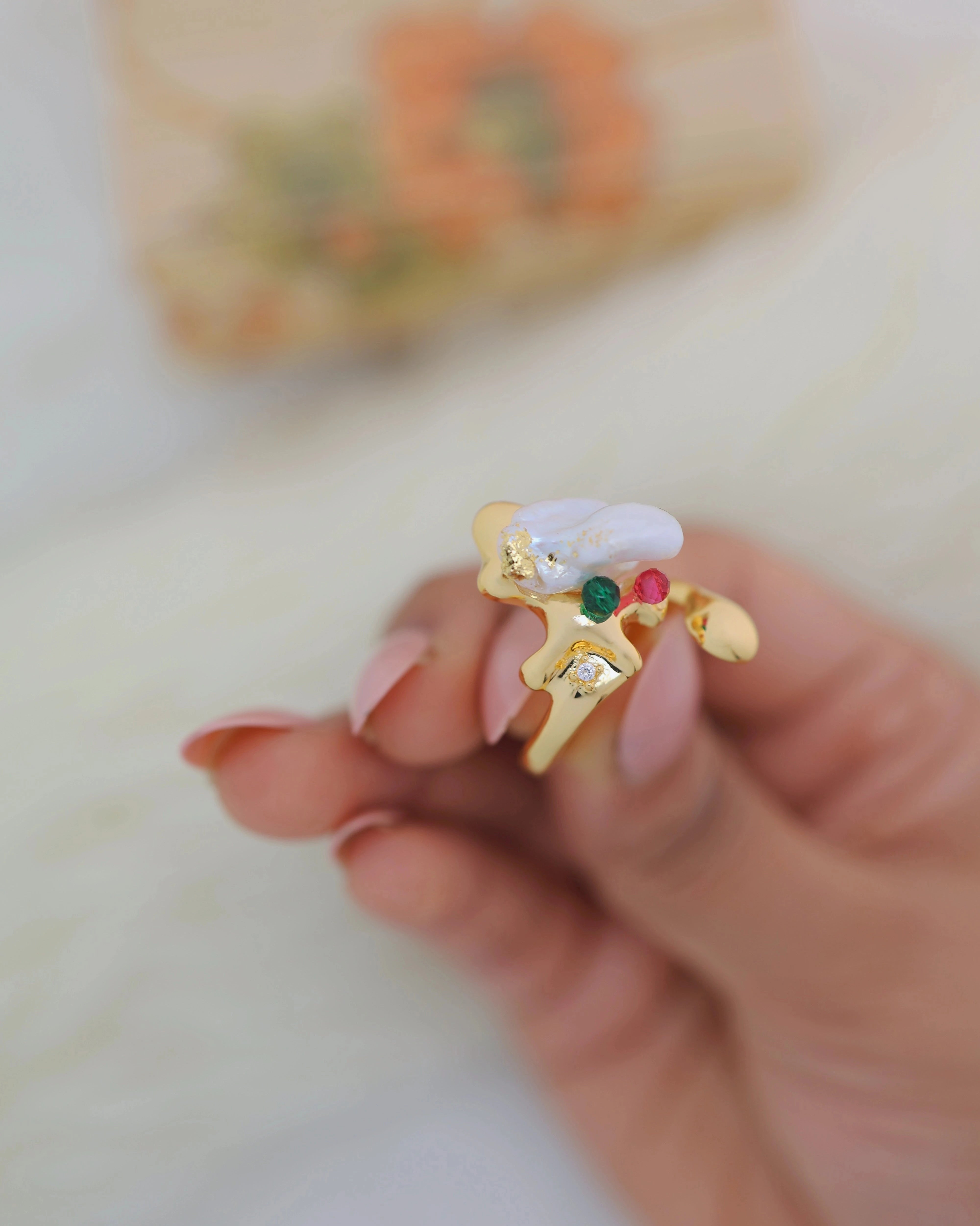 Irregular MOP - Adjustable Mother of Pearl Ring
