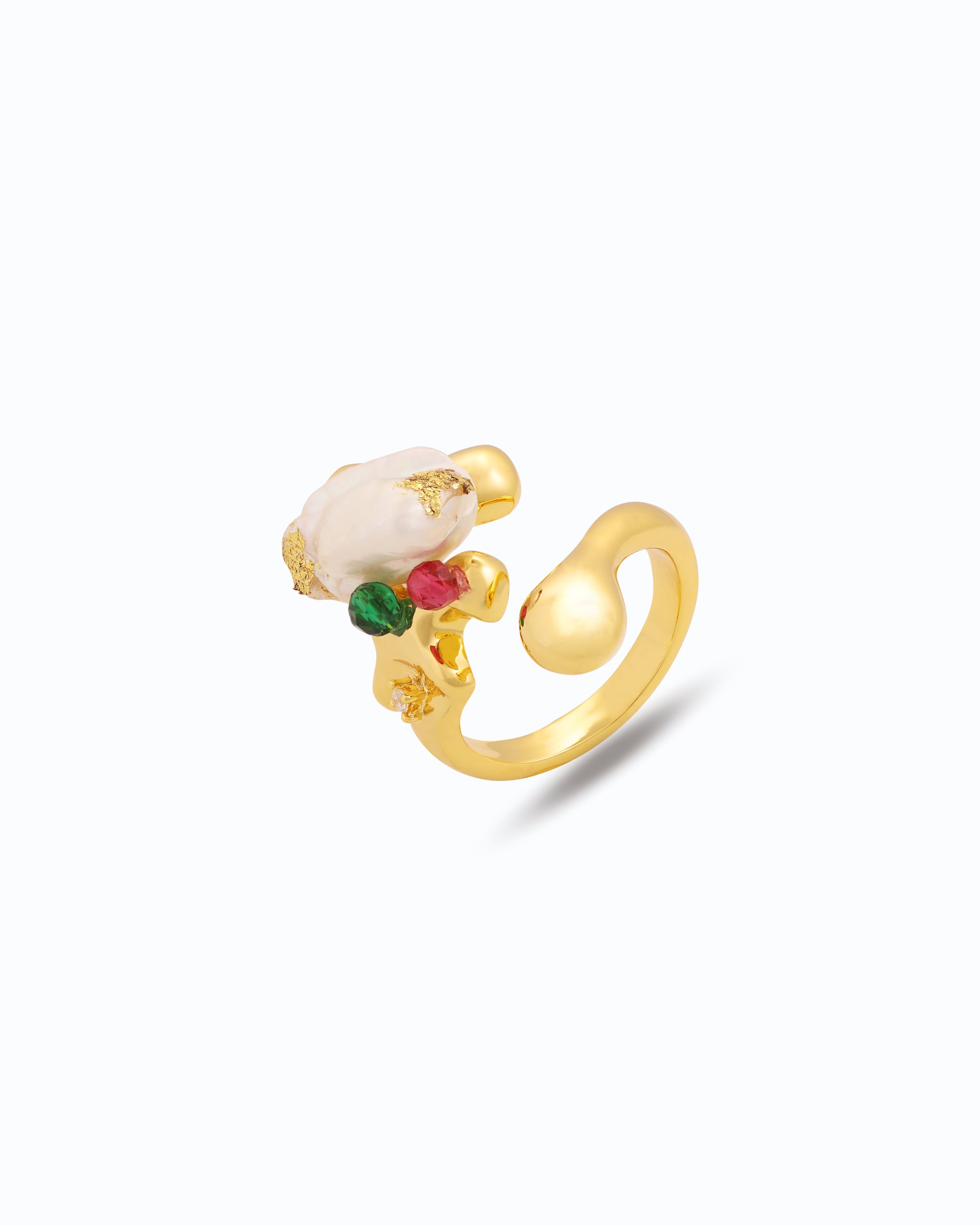 Rare Pearl Ring Unique Freshwater Pearl Jewelry - 18K Gold Plated