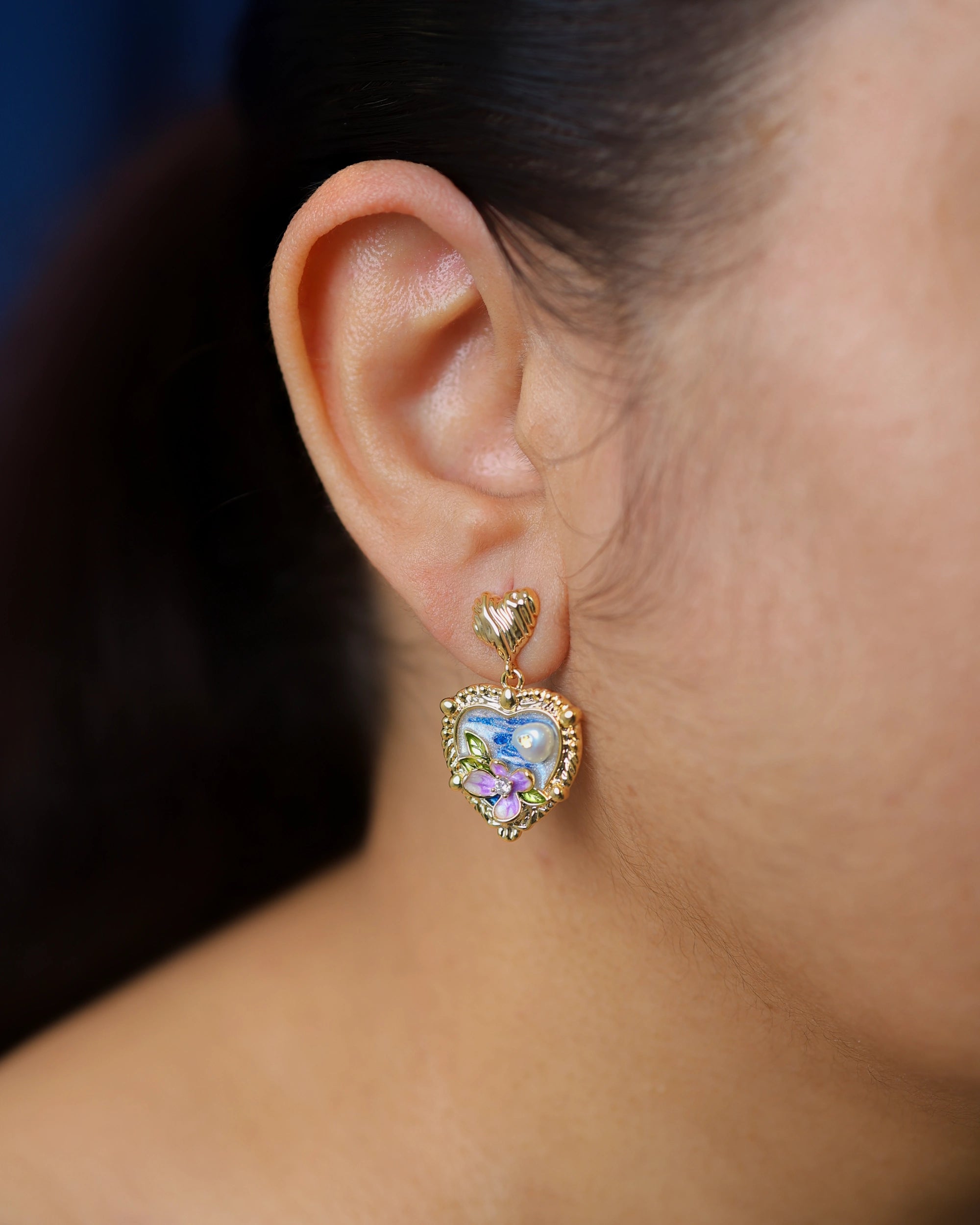 Oceanic Heart Pearl Dangle