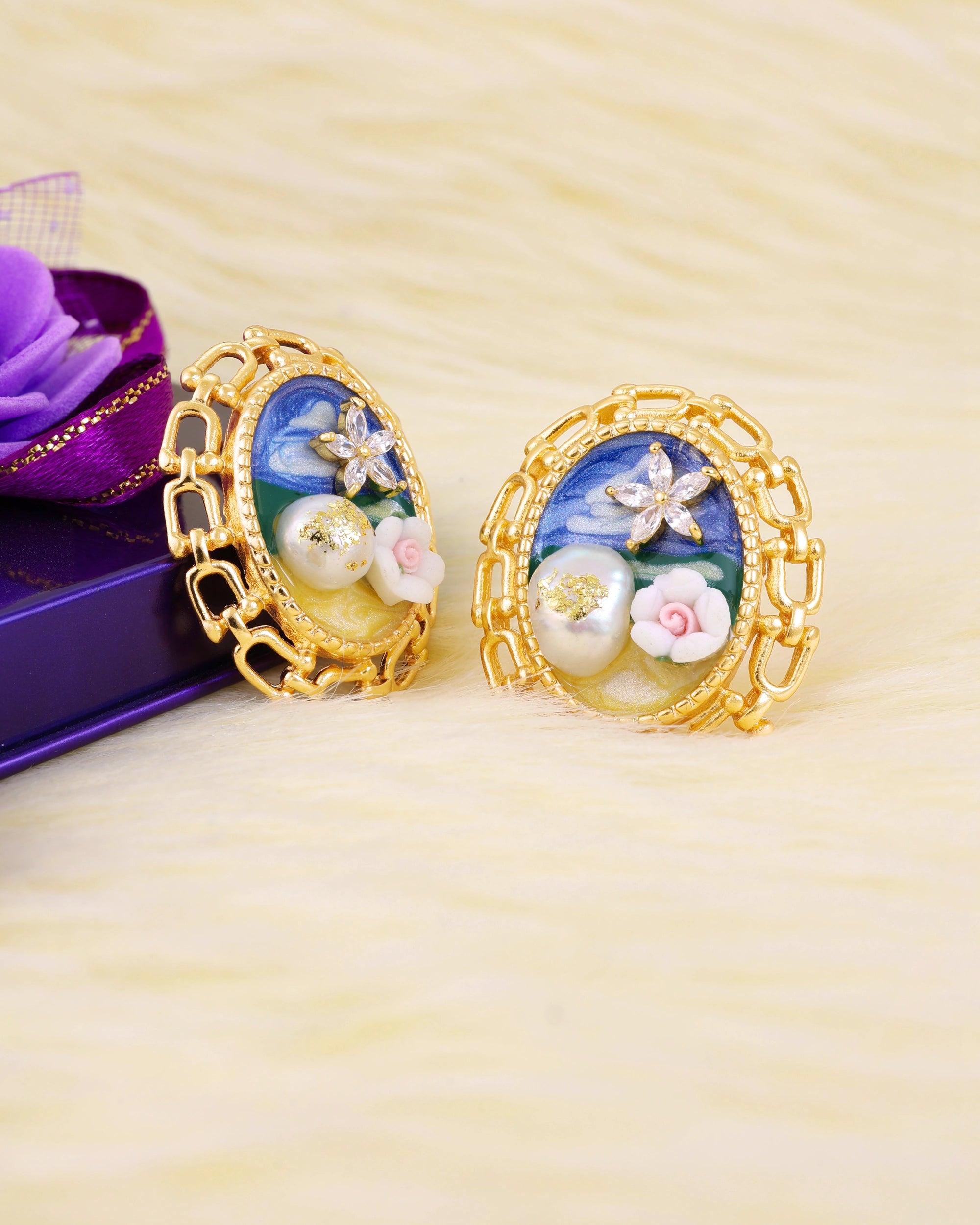 Oceanic Hues Pearl Ear Studs