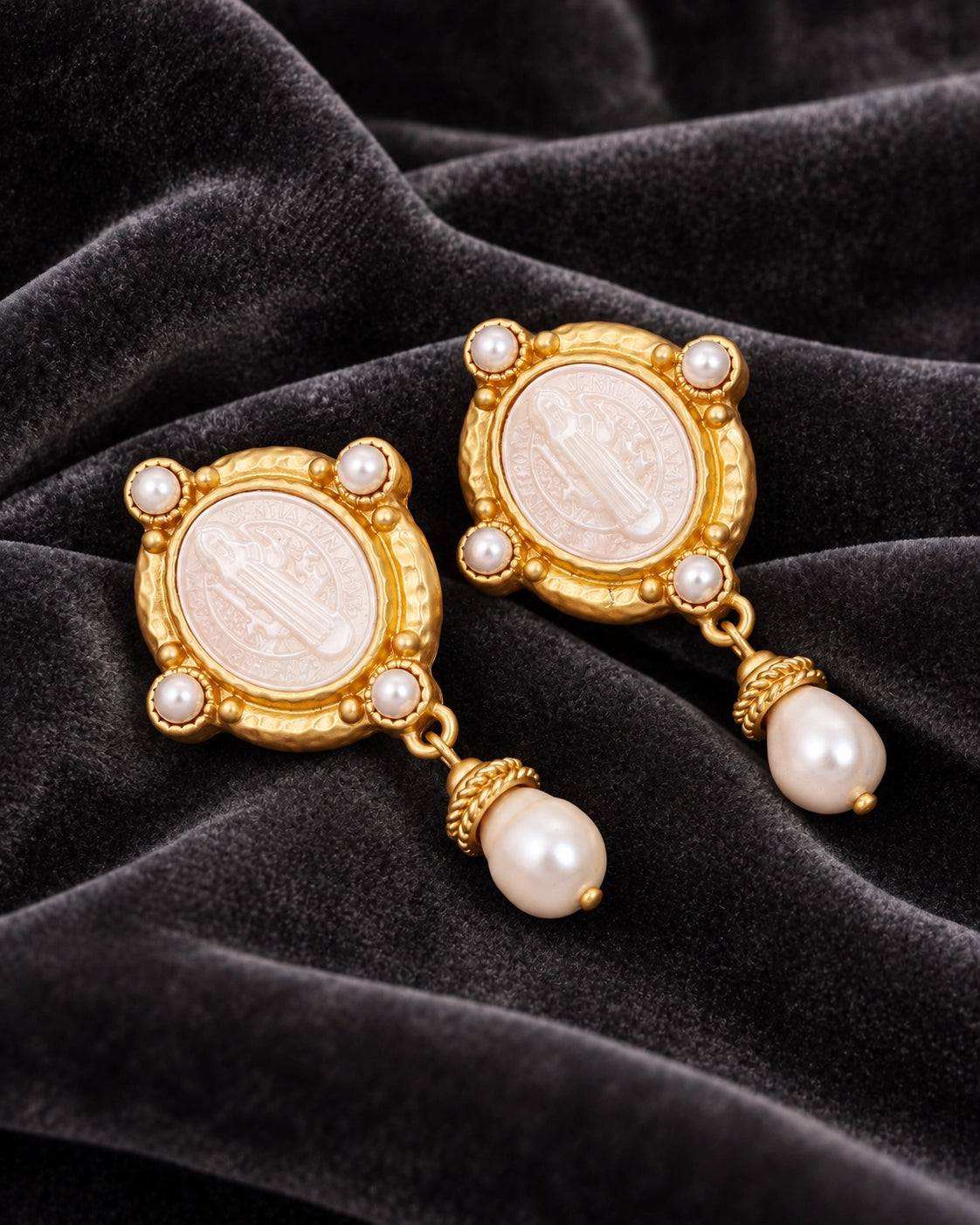Greek NACRE Pearl Drop Earrings