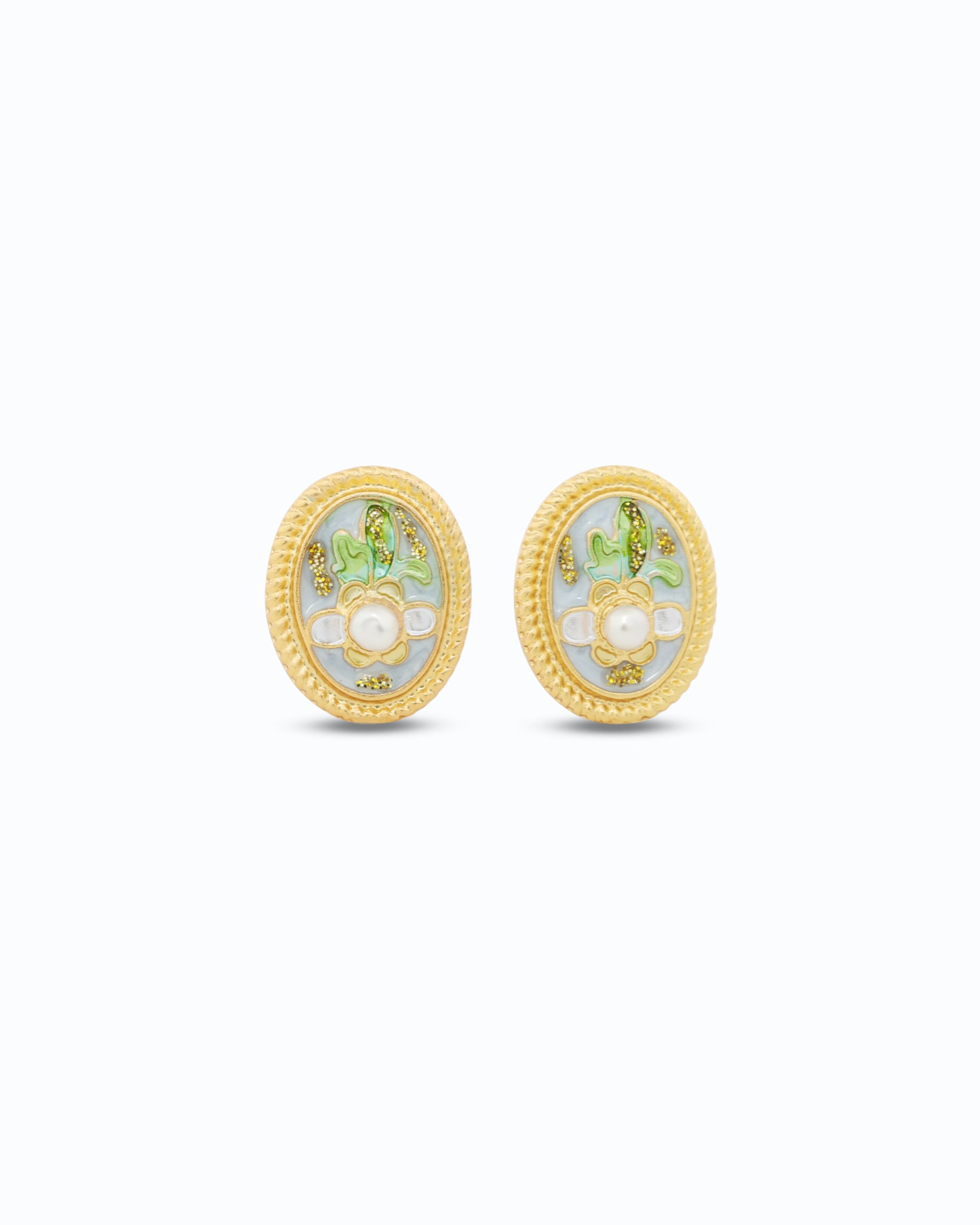 Dainty Pastel Motif Pearl Ear Studs