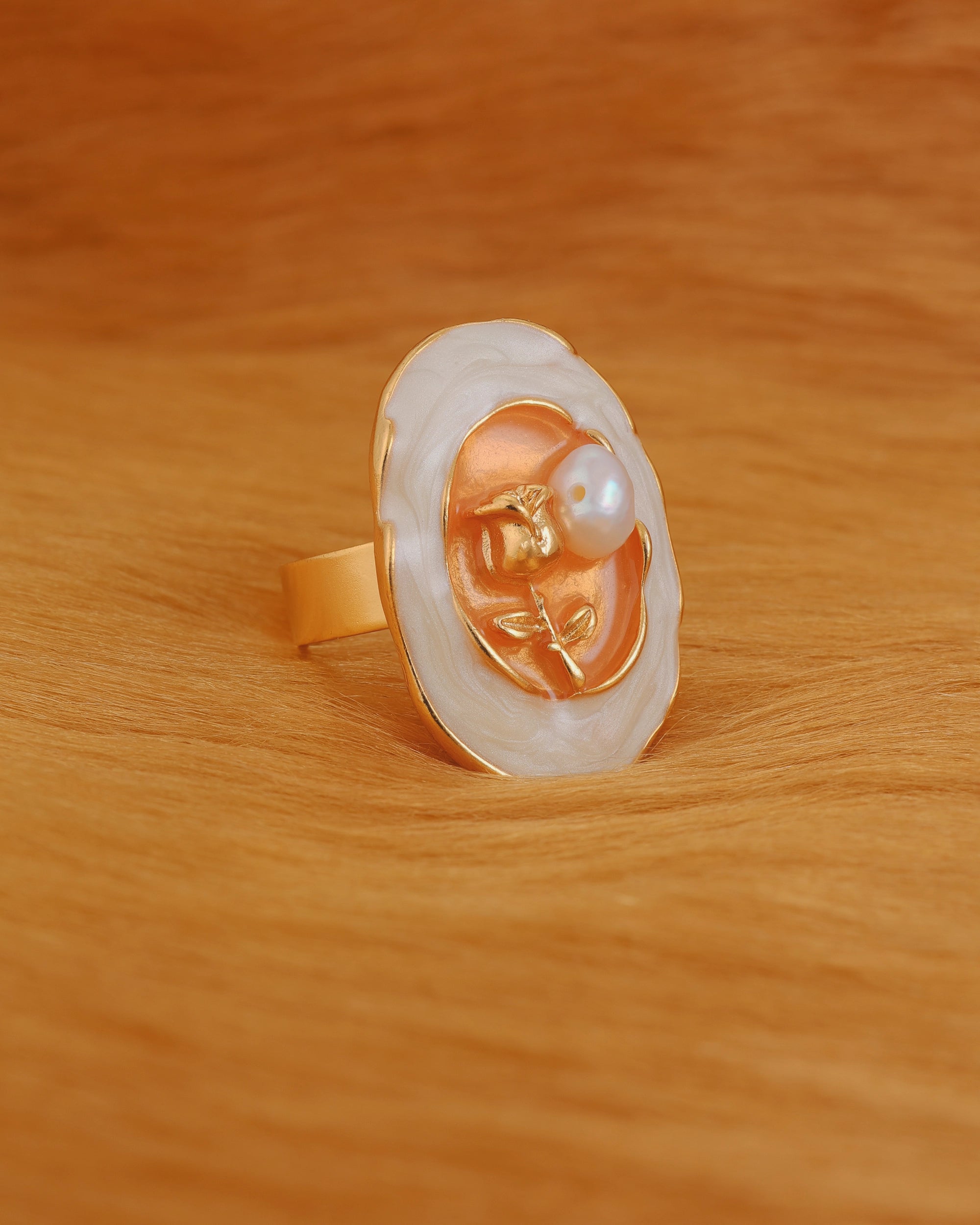 Rose and Pearl in White Enamel