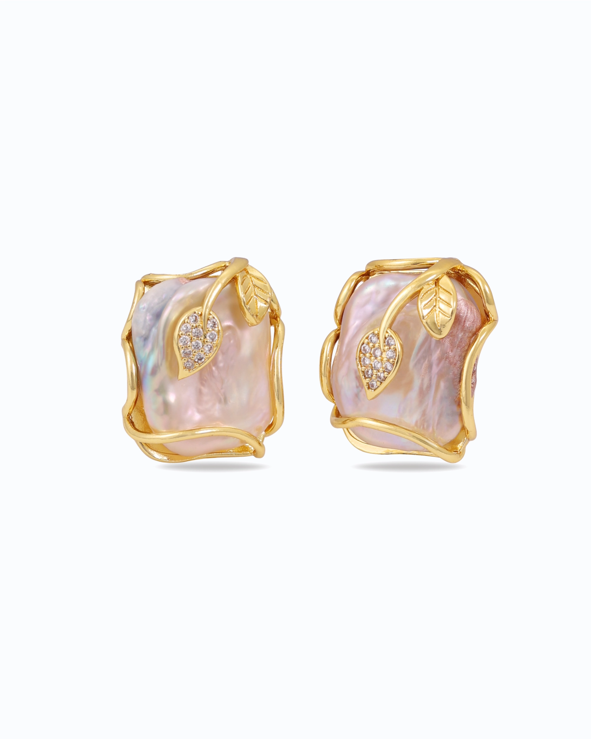 Pearl in Cage Studs