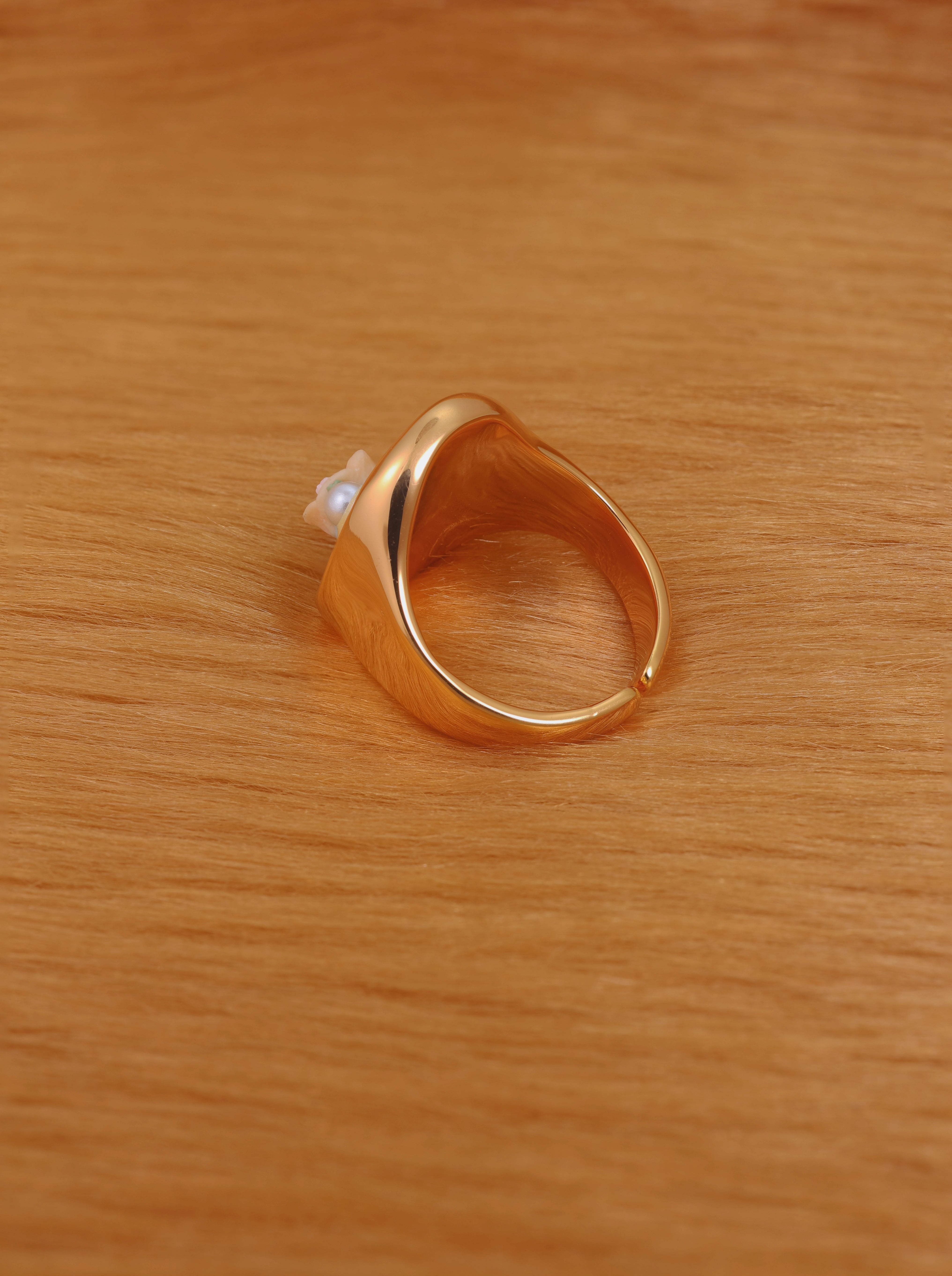Enamel Beige n Blue Ring