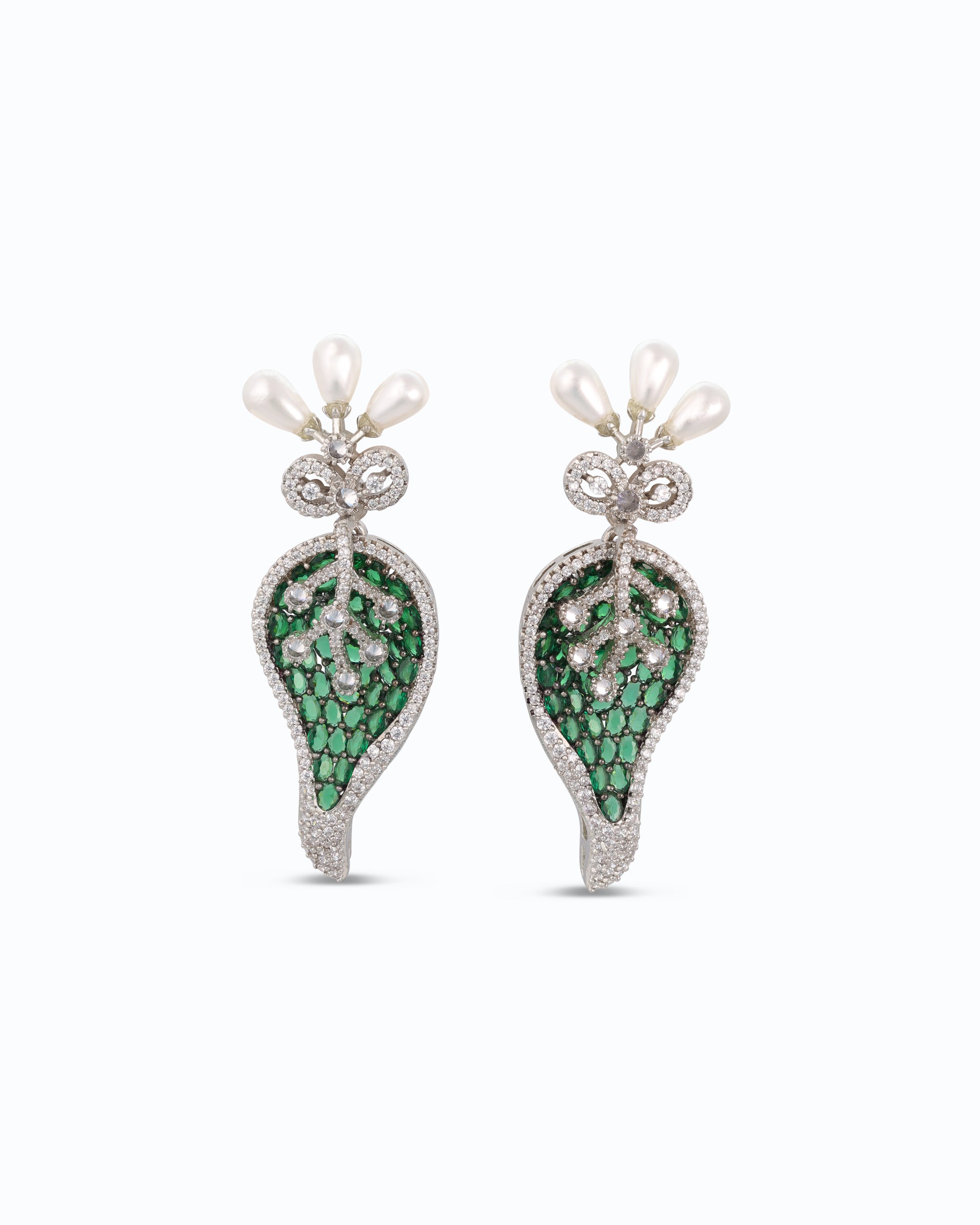 Pearl Crown on Rhinestone Dangle (Green) | Flawnt