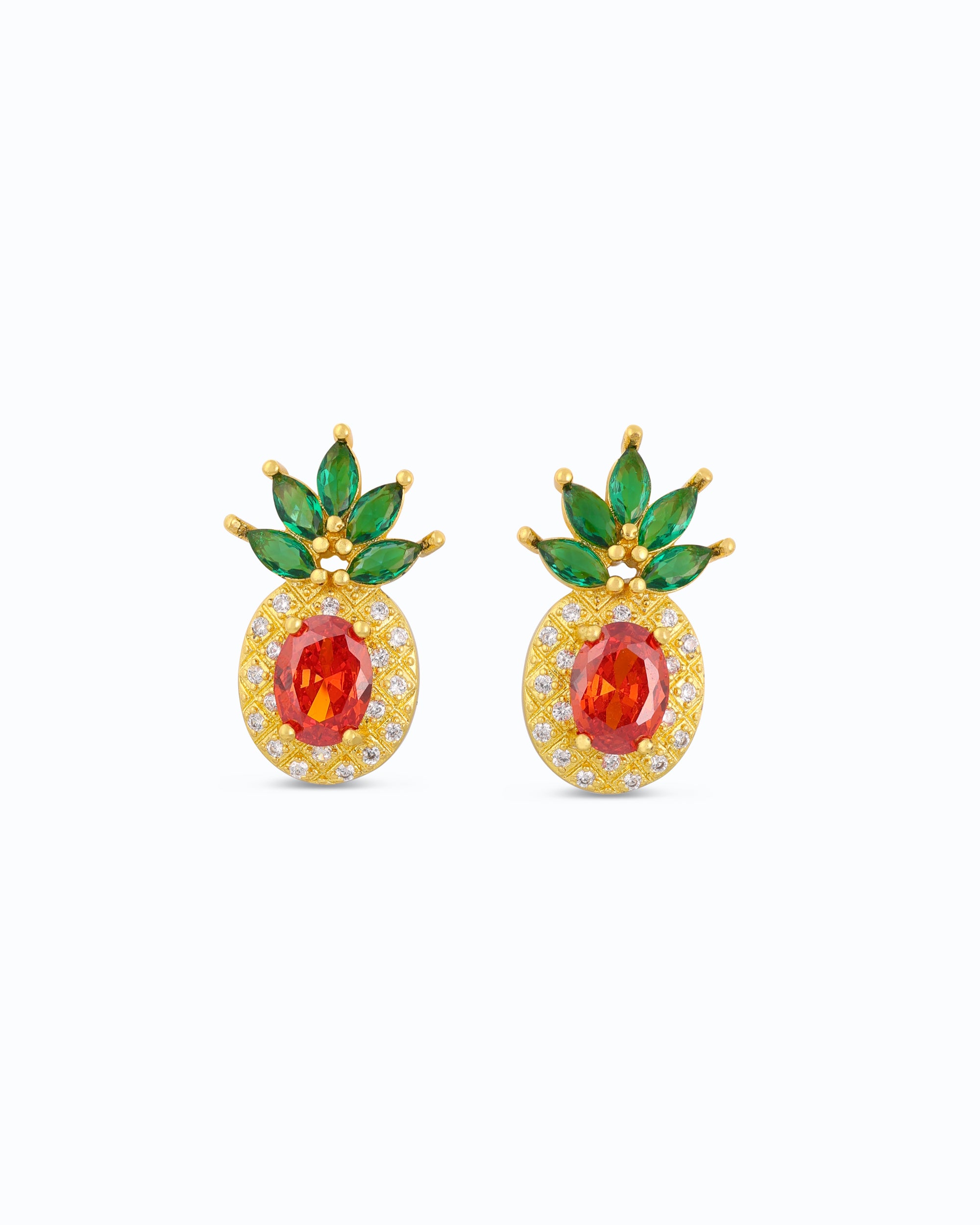 Pineapple Ear Studs with Pendant | Flawnt
