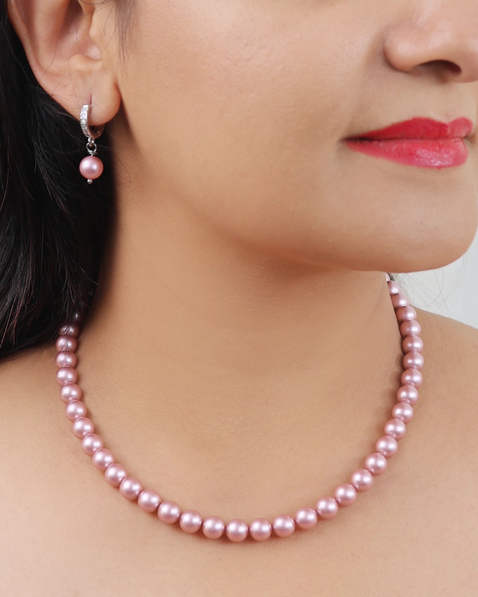 Elegant European Powder Rose Pearl Necklace | Flawnt Jewelry