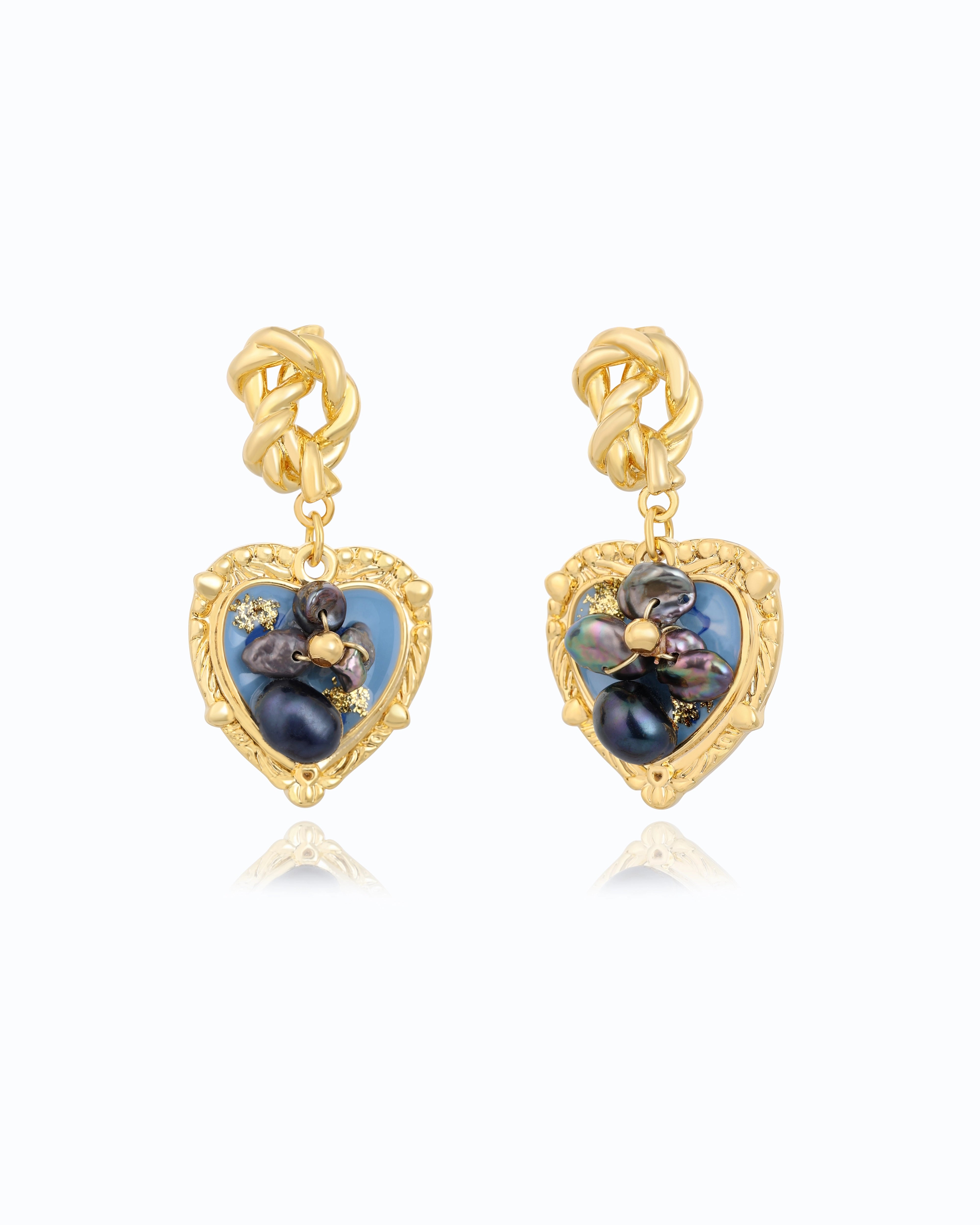 Renaissance Heart Pearl Dangle Earrings | Flawnt – Elegant Jewelry