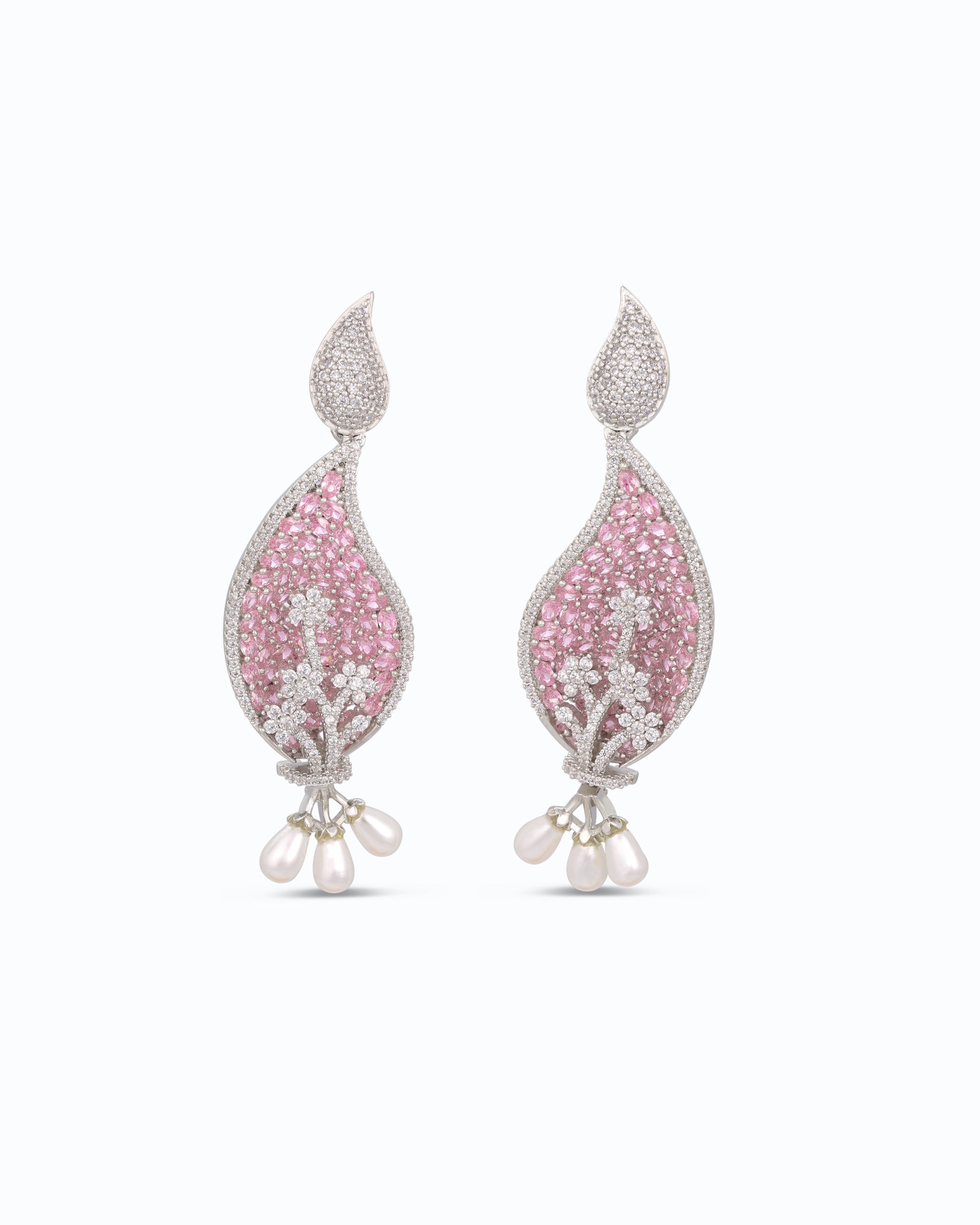 Pearl Crown on Rhinestone Dangle (Pink) | Flawnt