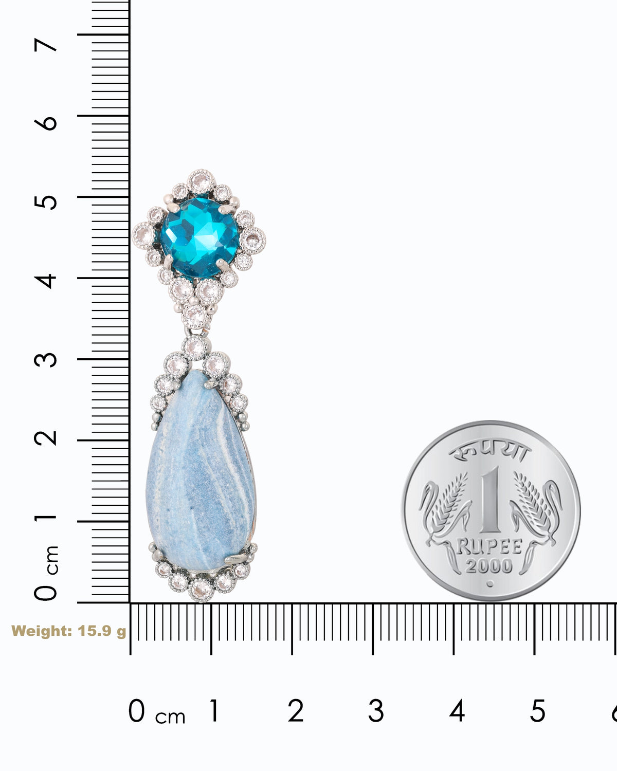 Sereia Blue Crystal & Stone Drop Earrings