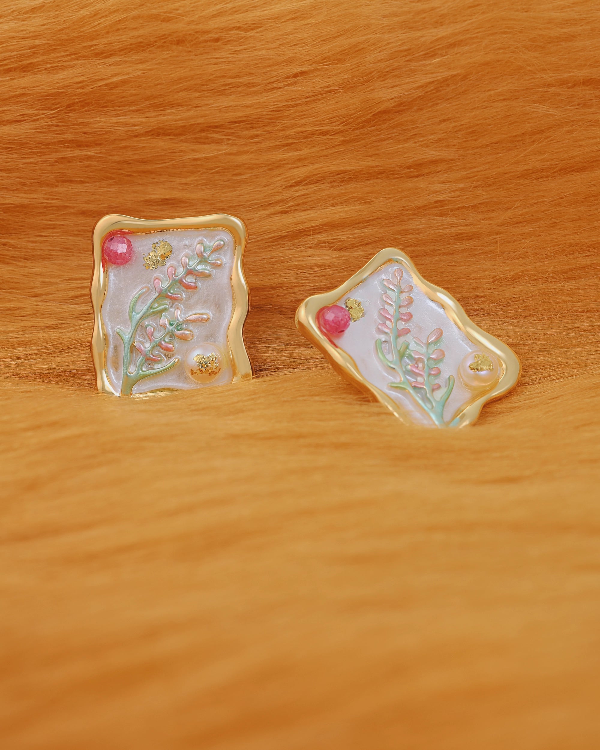 White Fern Pearl Ear Studs