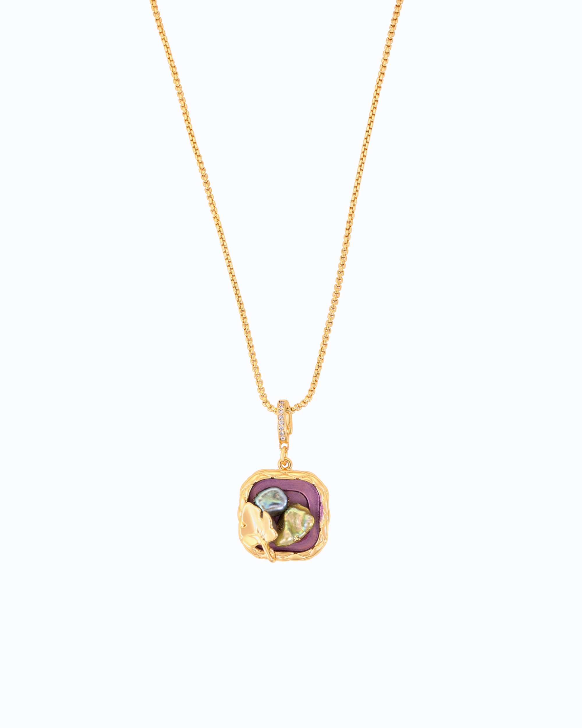 Colorful Pearl Pendant in Purple with Chain | Flawnt Jewelry