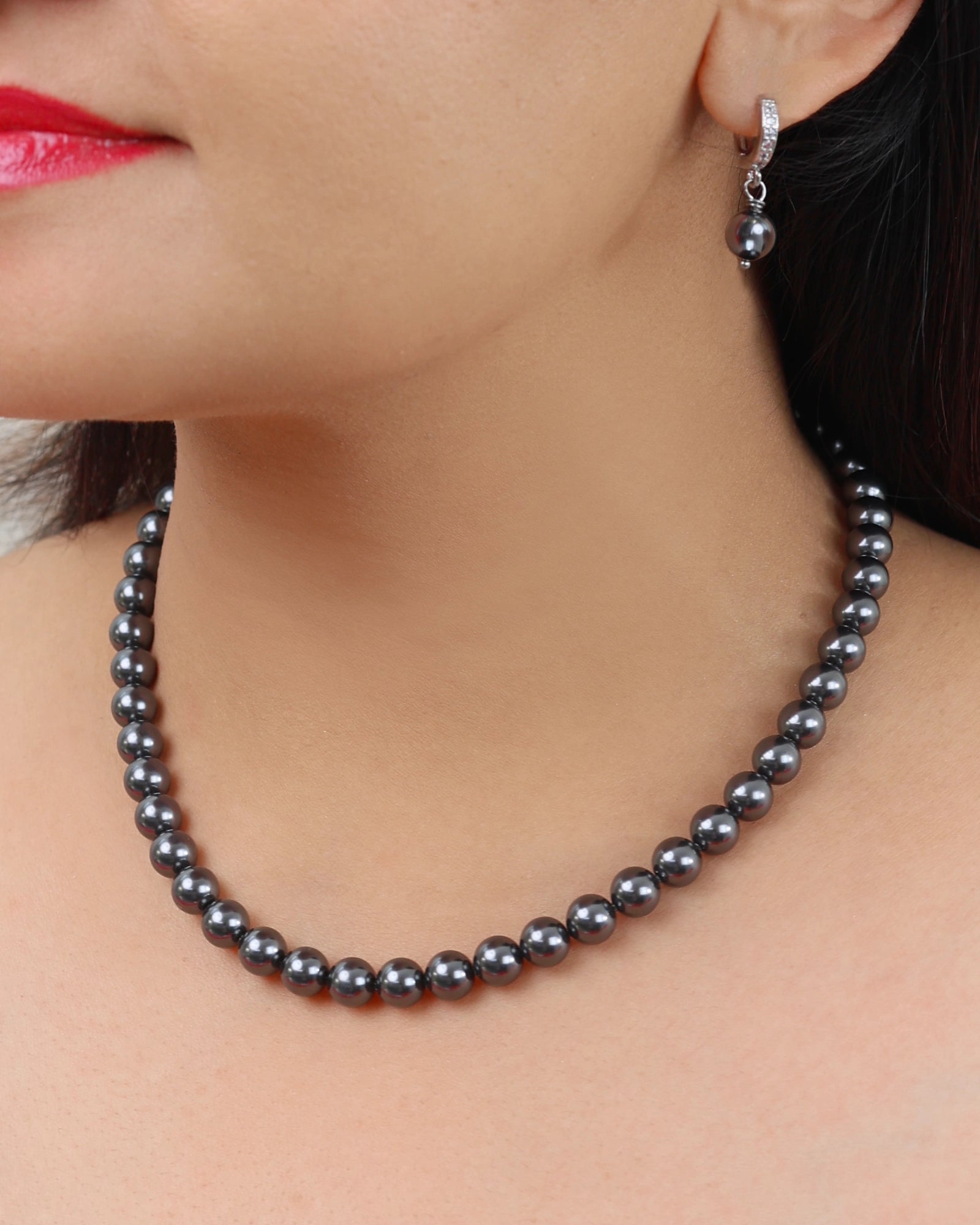 Elegant European Dark Grey Pearl Necklace | Flawnt Jewelry